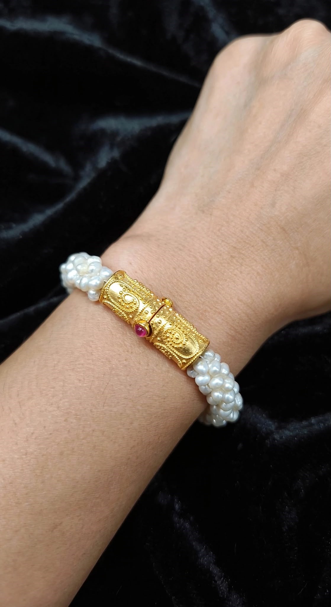 Kadın Gümüş İncili tasarım Bileklik 