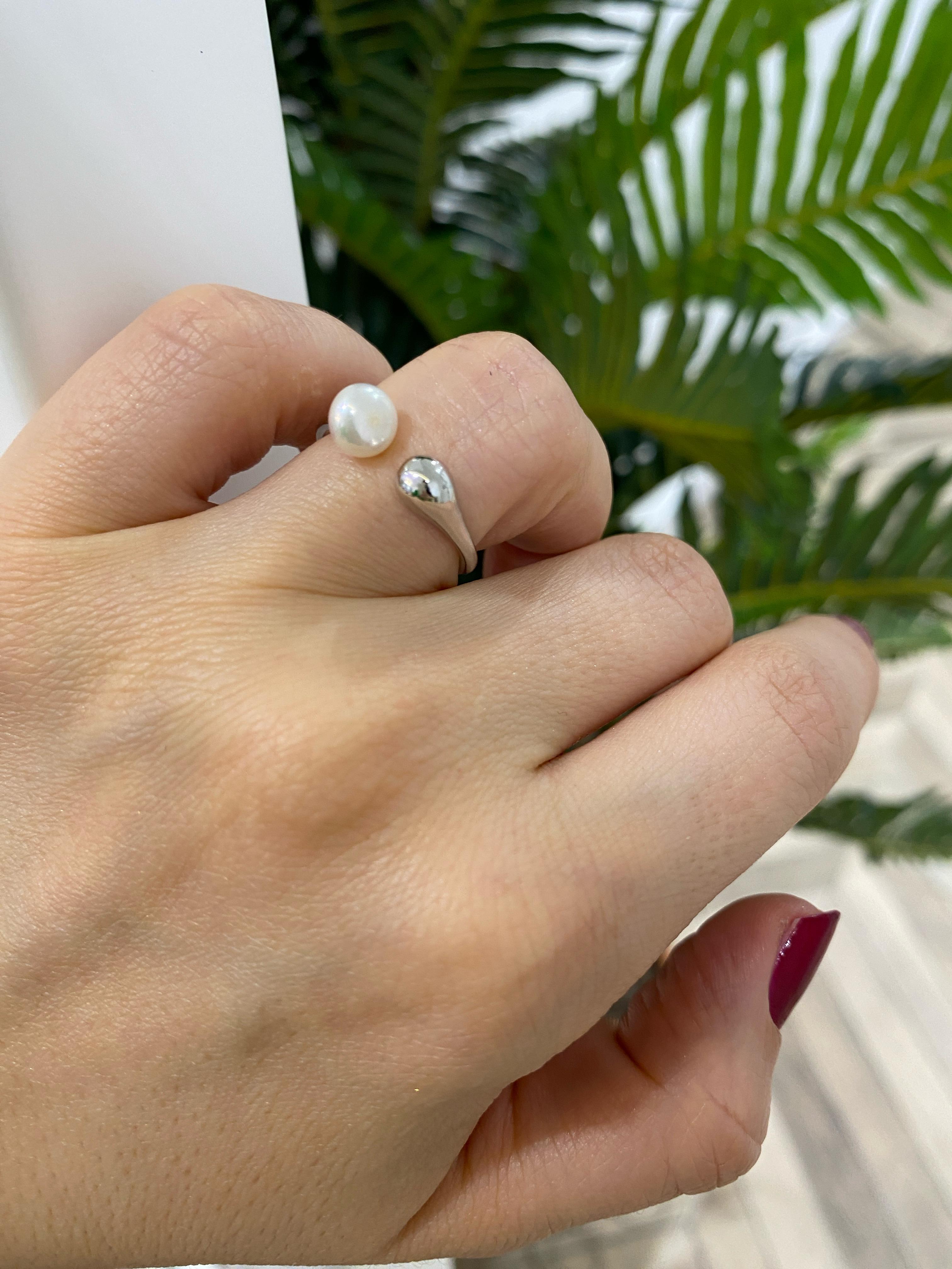 Kadın Gümüş İncili Yüzük