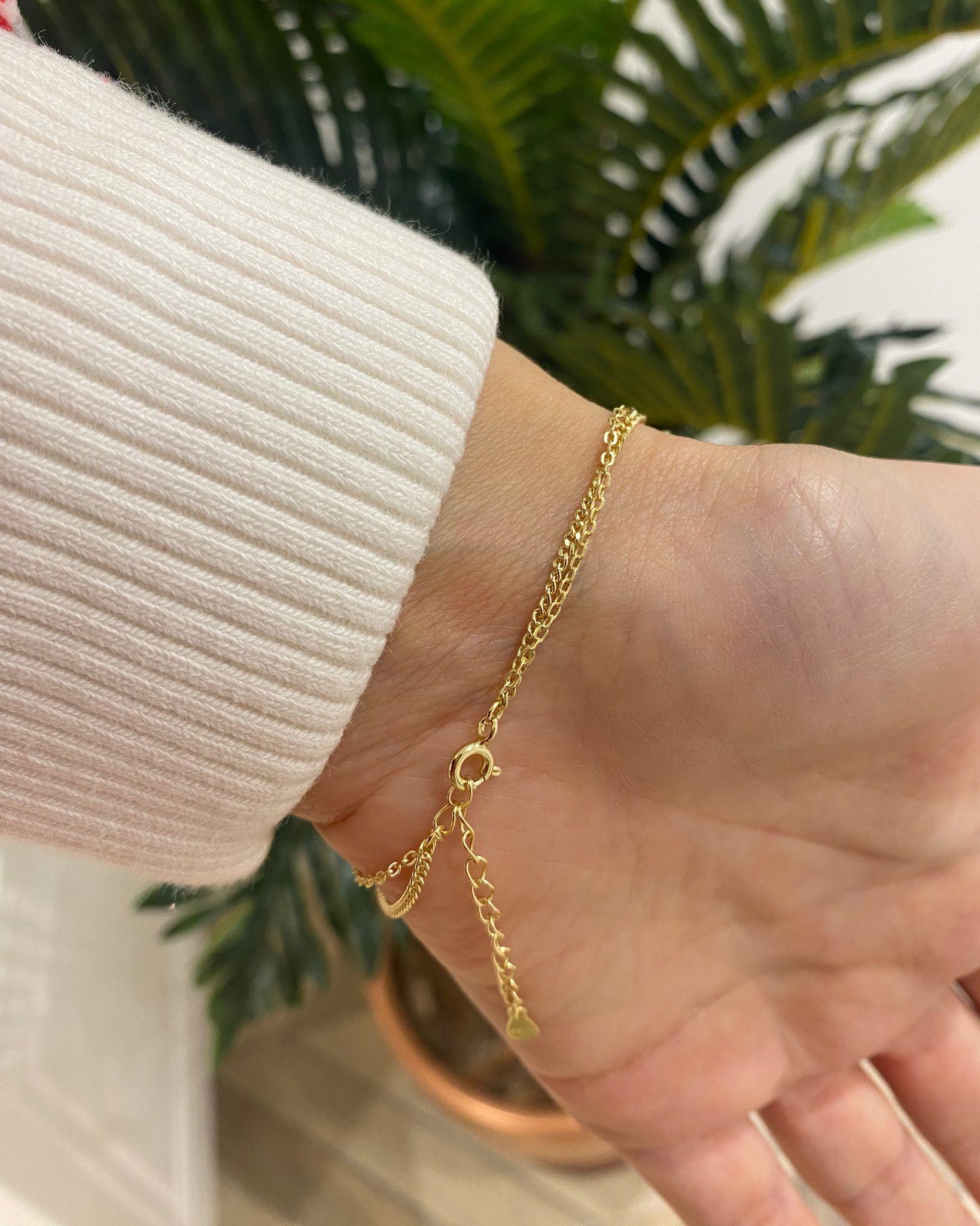 Kadın Gümüş İncili Zincirli Bileklik