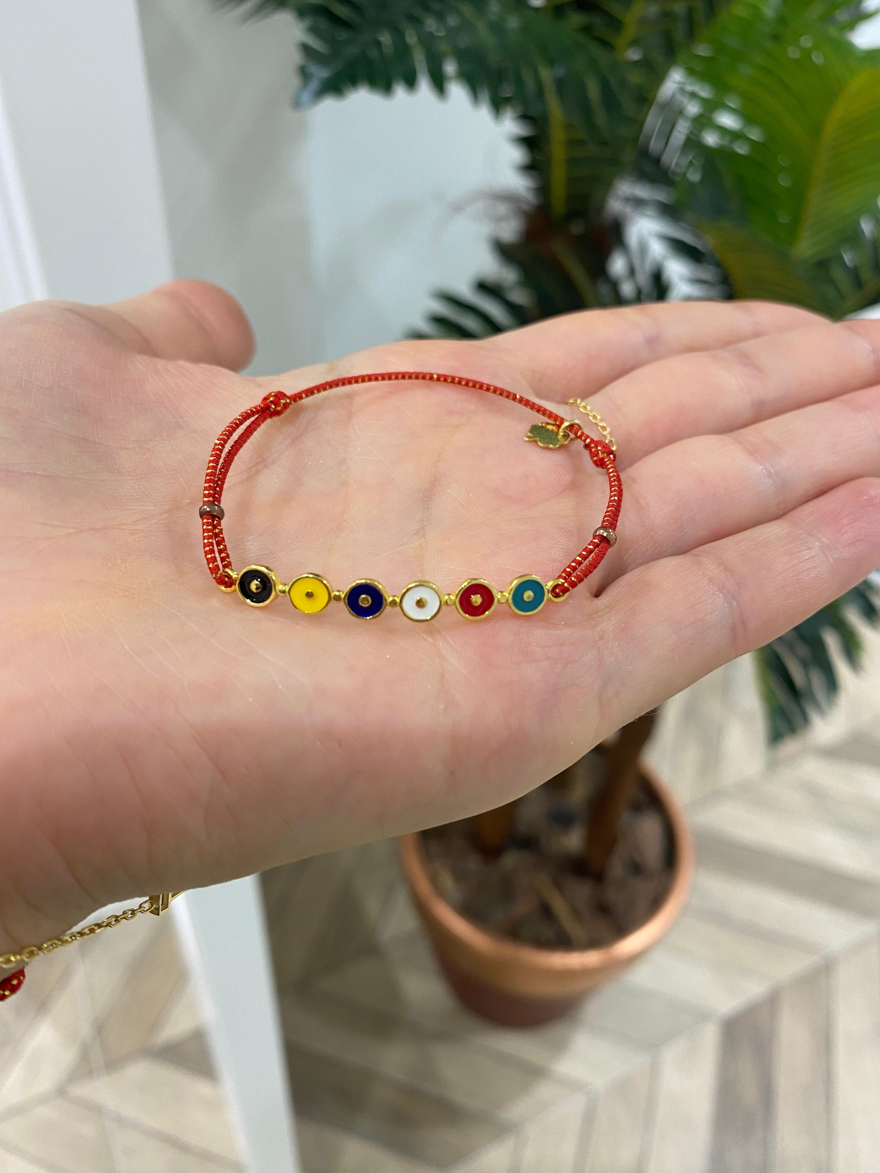 Kadın Gümüş İpli Renkli Mineli İp Bileklik