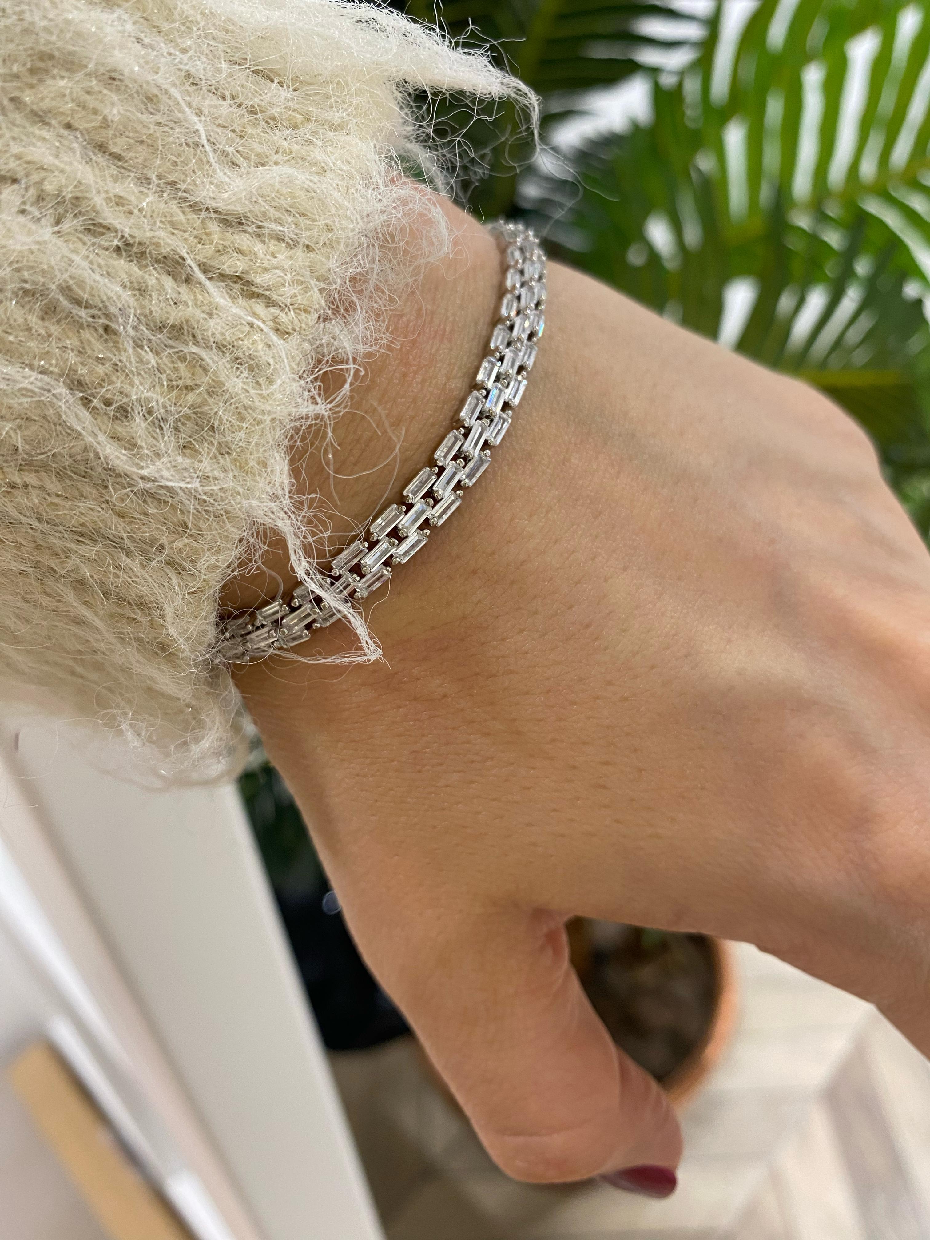 Kadın Gümüş İthal Baget Taşlı Bileklik