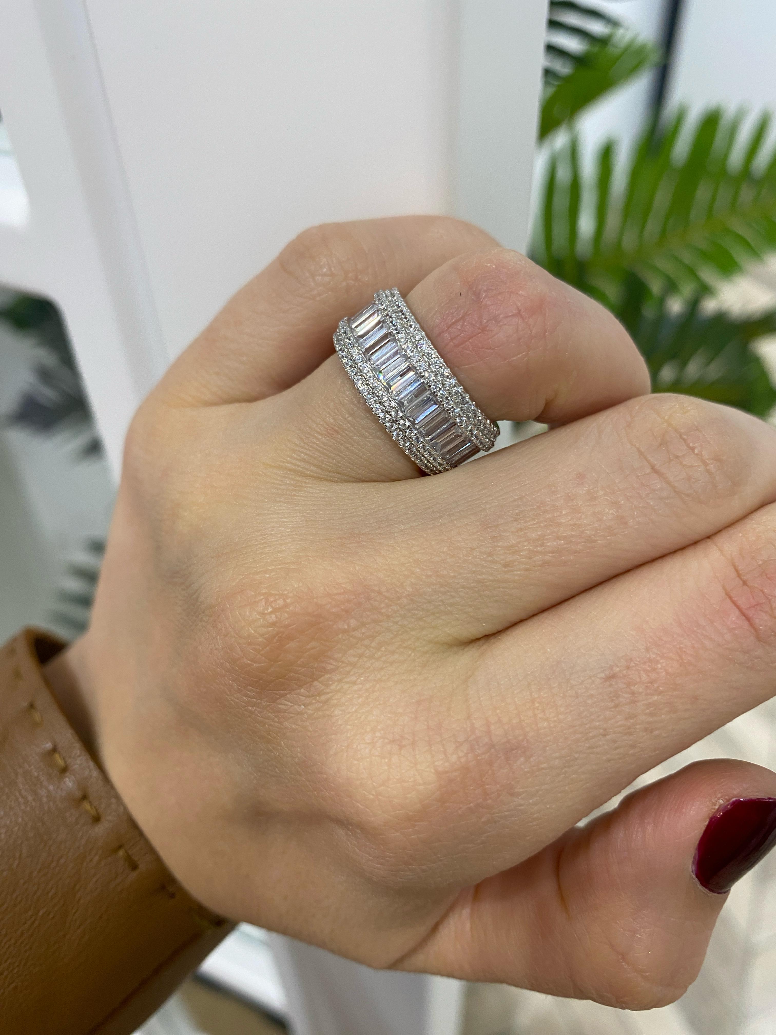 Kadın Gümüş İthal Baget Taşlı Tamtur Yüzük