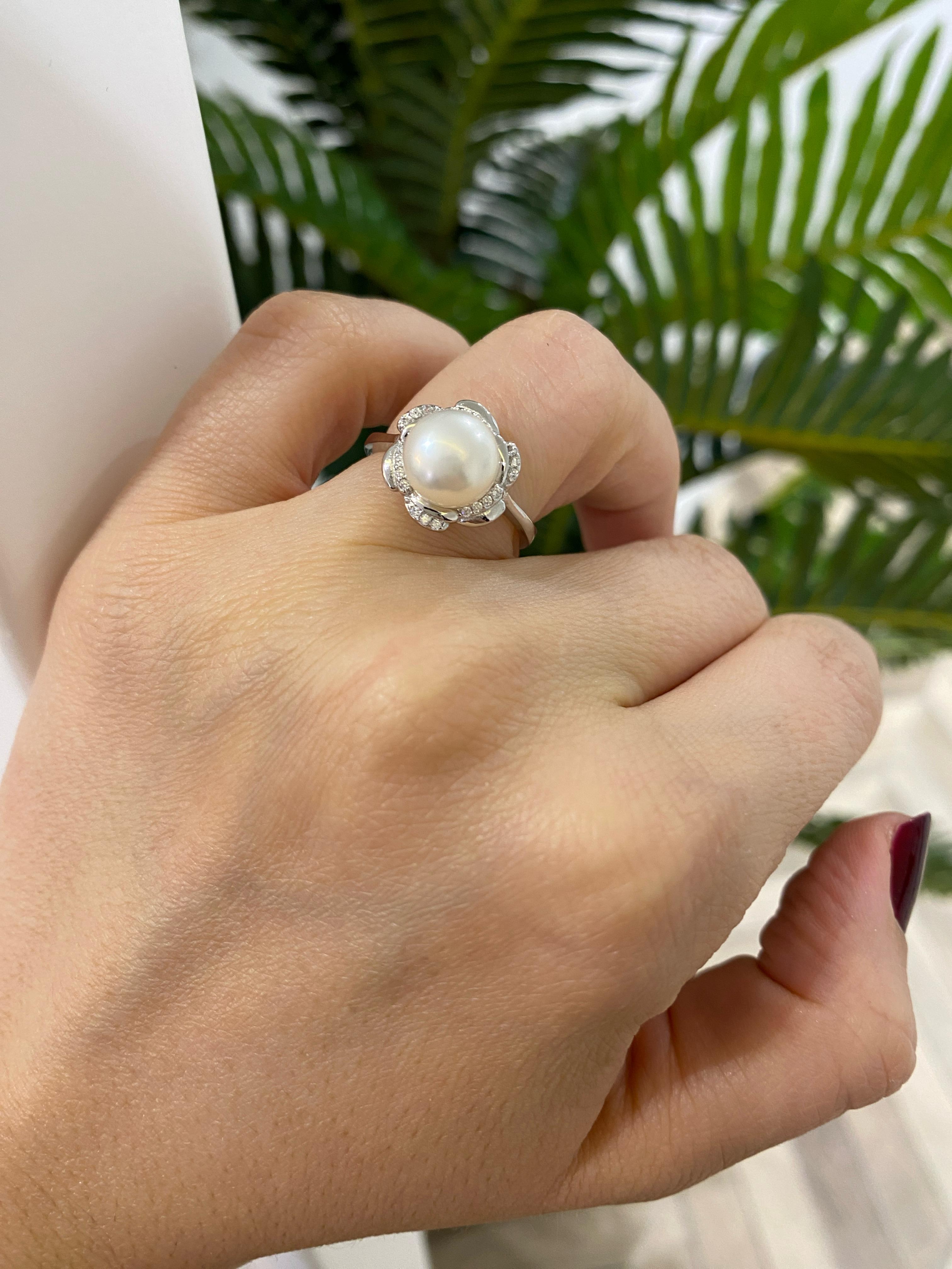 Kadın Gümüş İthal İncili Çiçek Yüzük