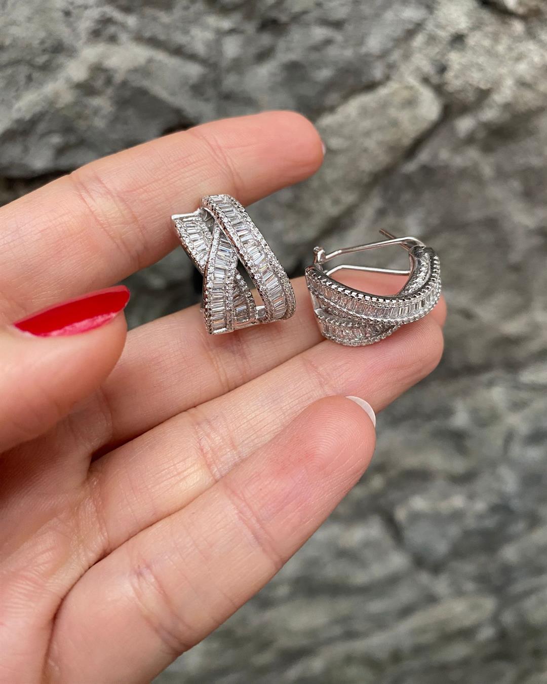 Kadın Gümüş İthal Taşlı Küpe 0626