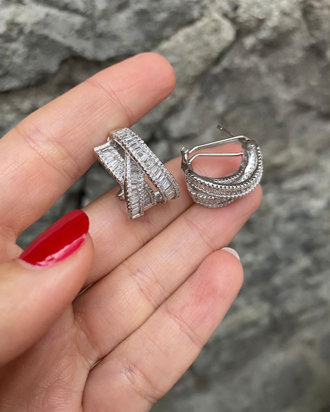 Kadın Gümüş İthal Taşlı Küpe 0626