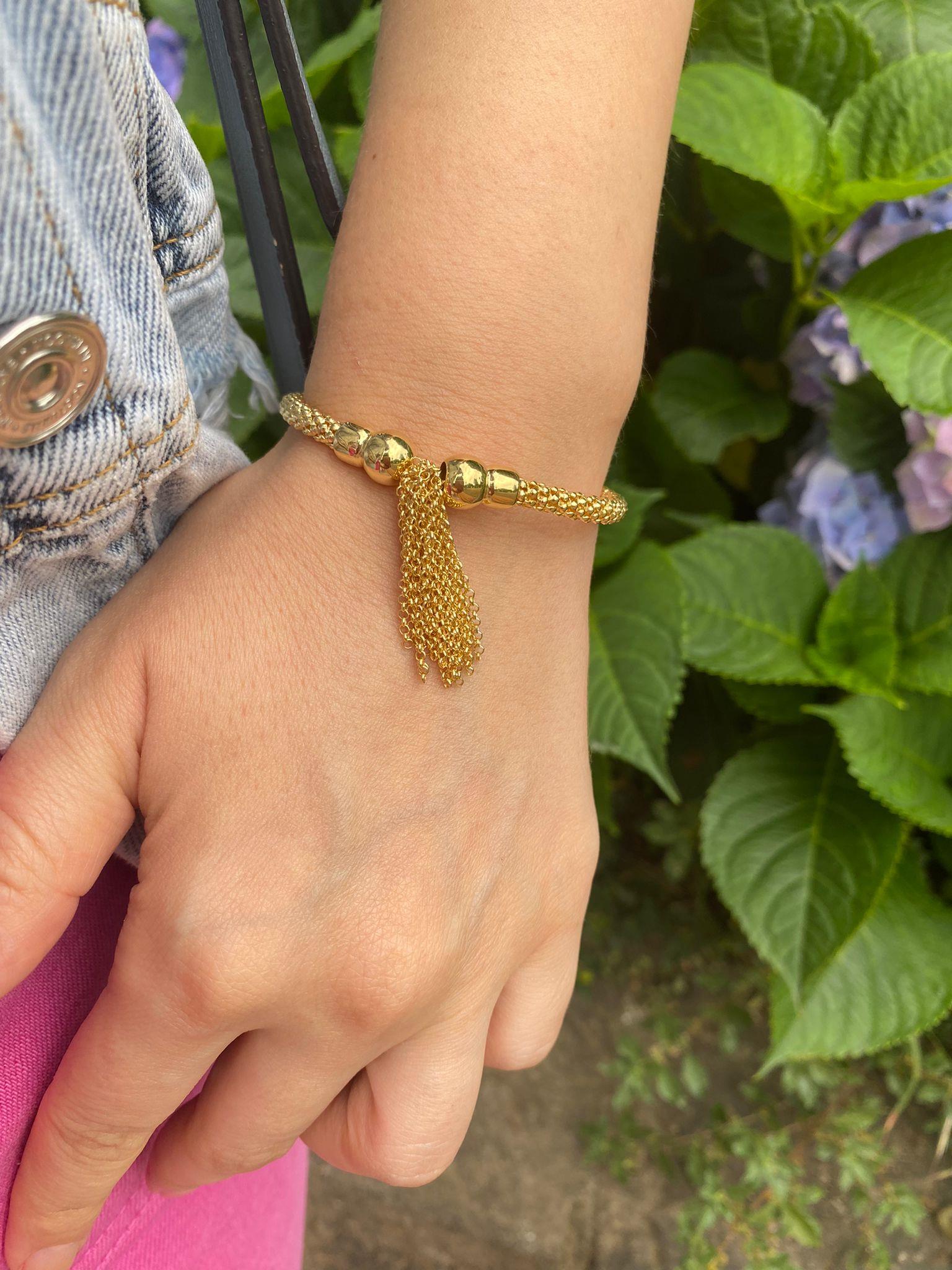 Kadın Gümüş İthal Zincir Püsküllü Özel Tasarım Bileklik