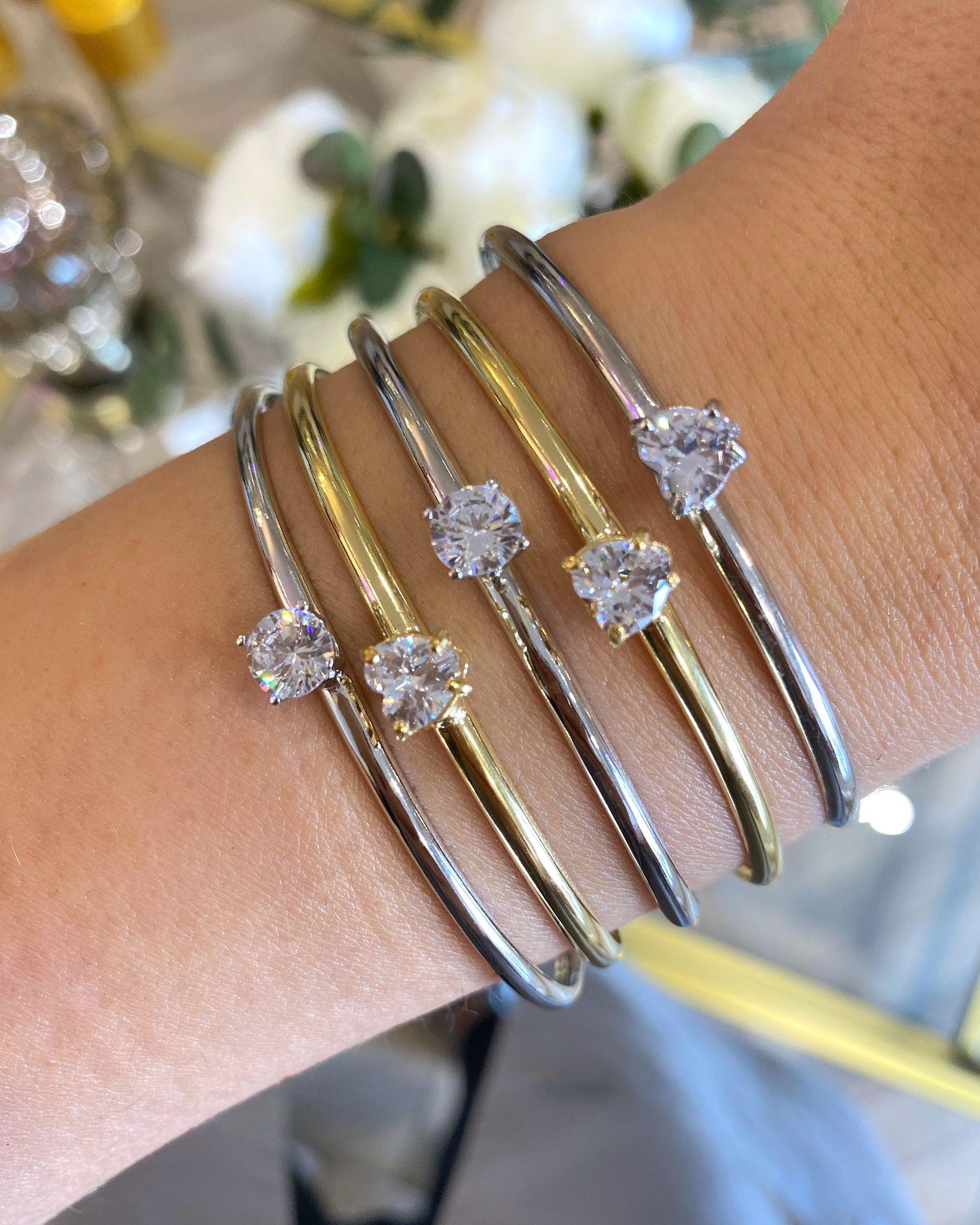 Kadın Gümüş Kalp Zirkon Taşlı Bileklik