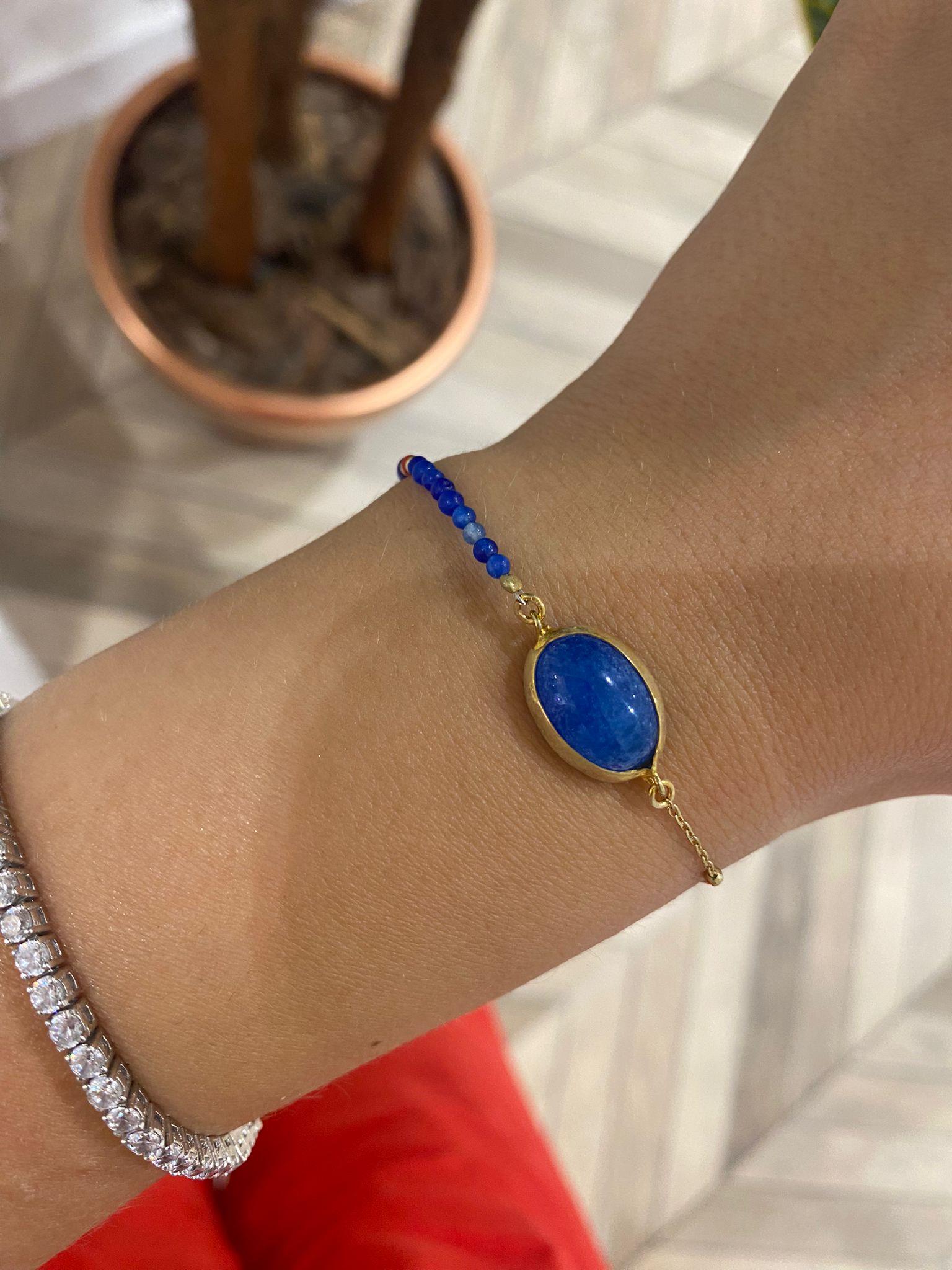 Kadın Gümüş Lapis Doğal Taşlı Bileklik