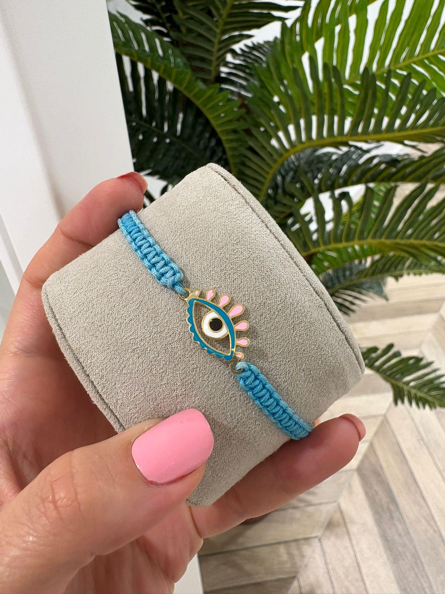 Kadın Gümüş Mavi İpli Göz Bileklik