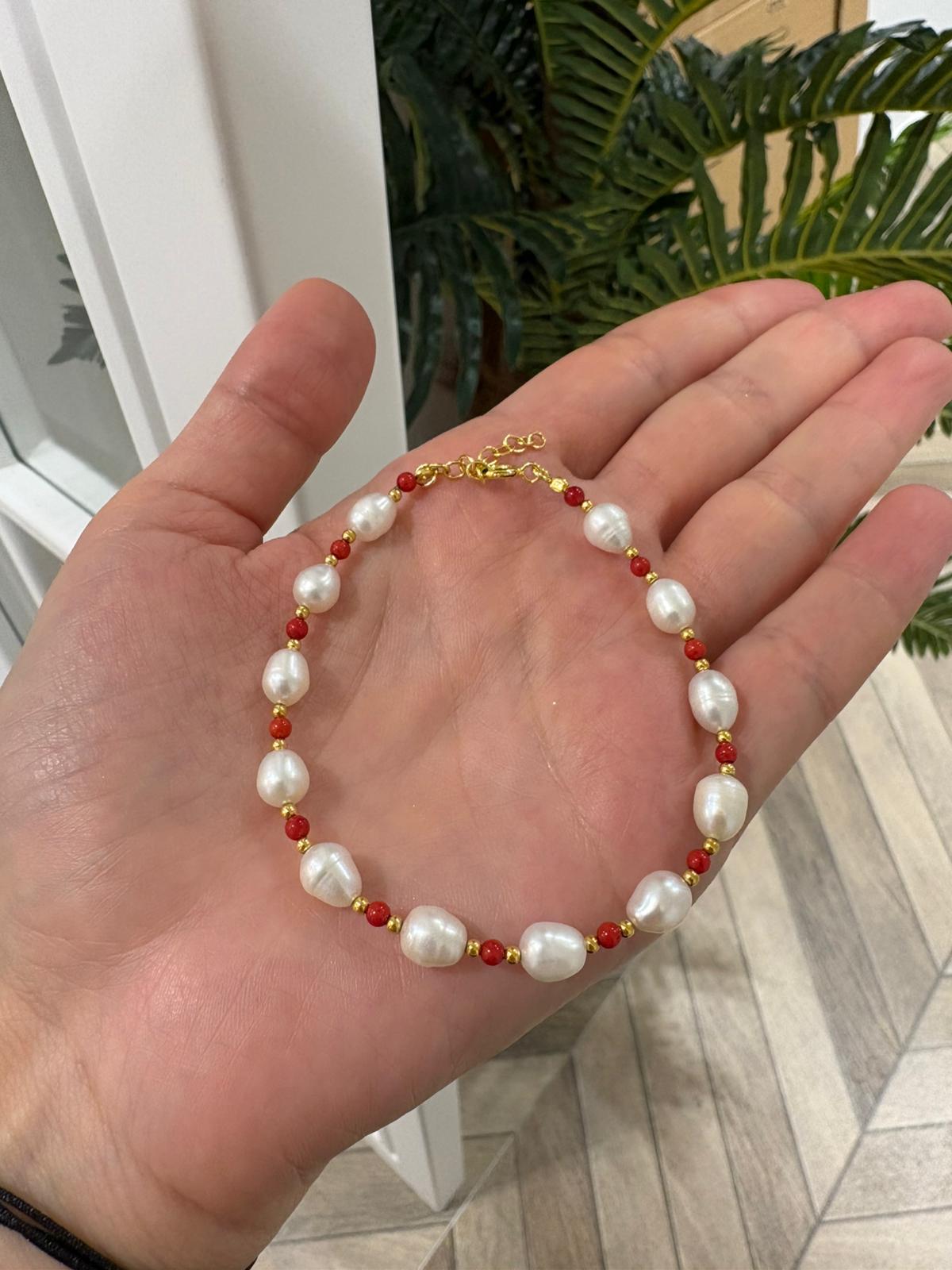 Kadın Gümüş Mercan İncili Bileklik