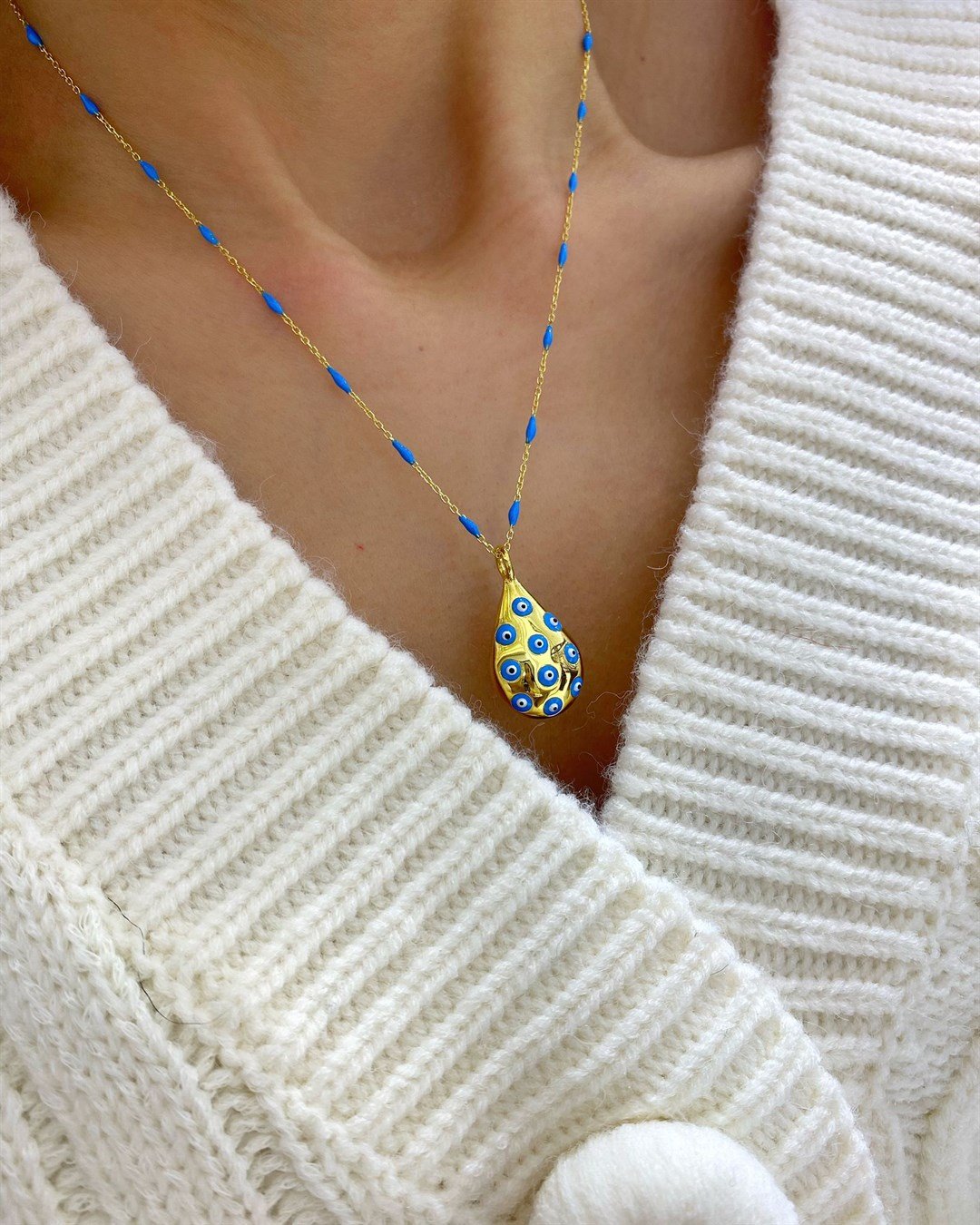 Kadın Gümüş Mineli Damla Kolye