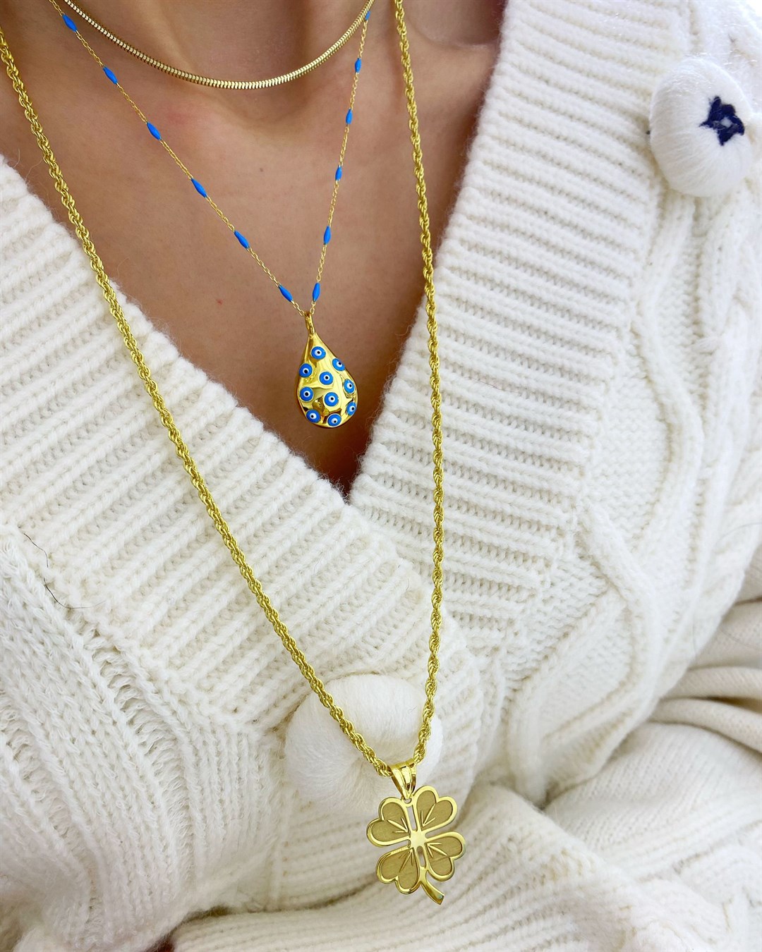 Kadın Gümüş Mineli Damla Kolye