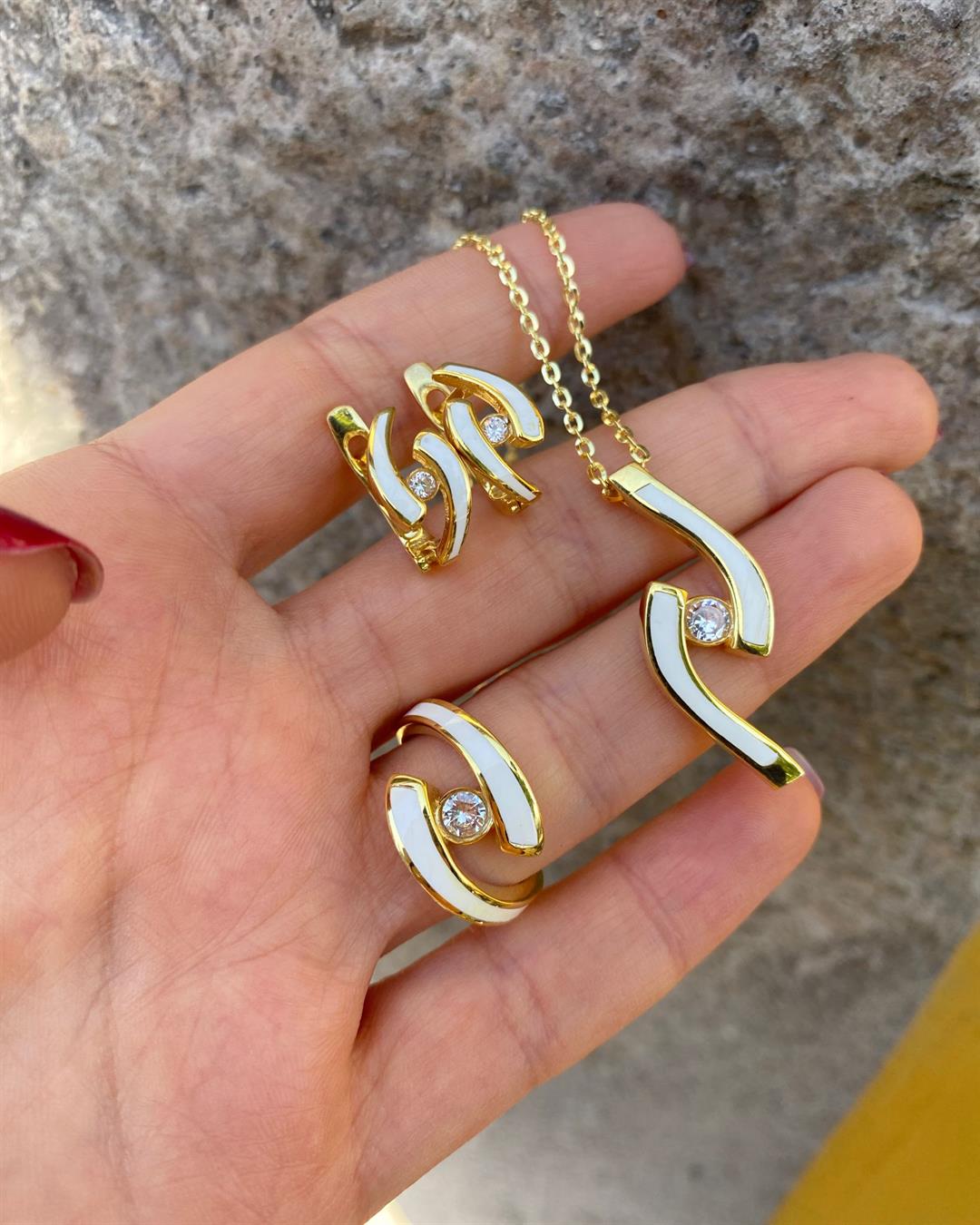 Kadın Gümüş Mineli Set 