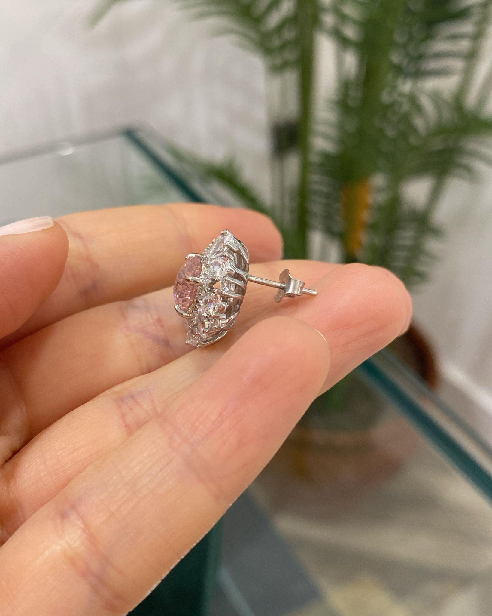 Kadın Gümüş Pembe Kuvars Taşlı Set Takımı