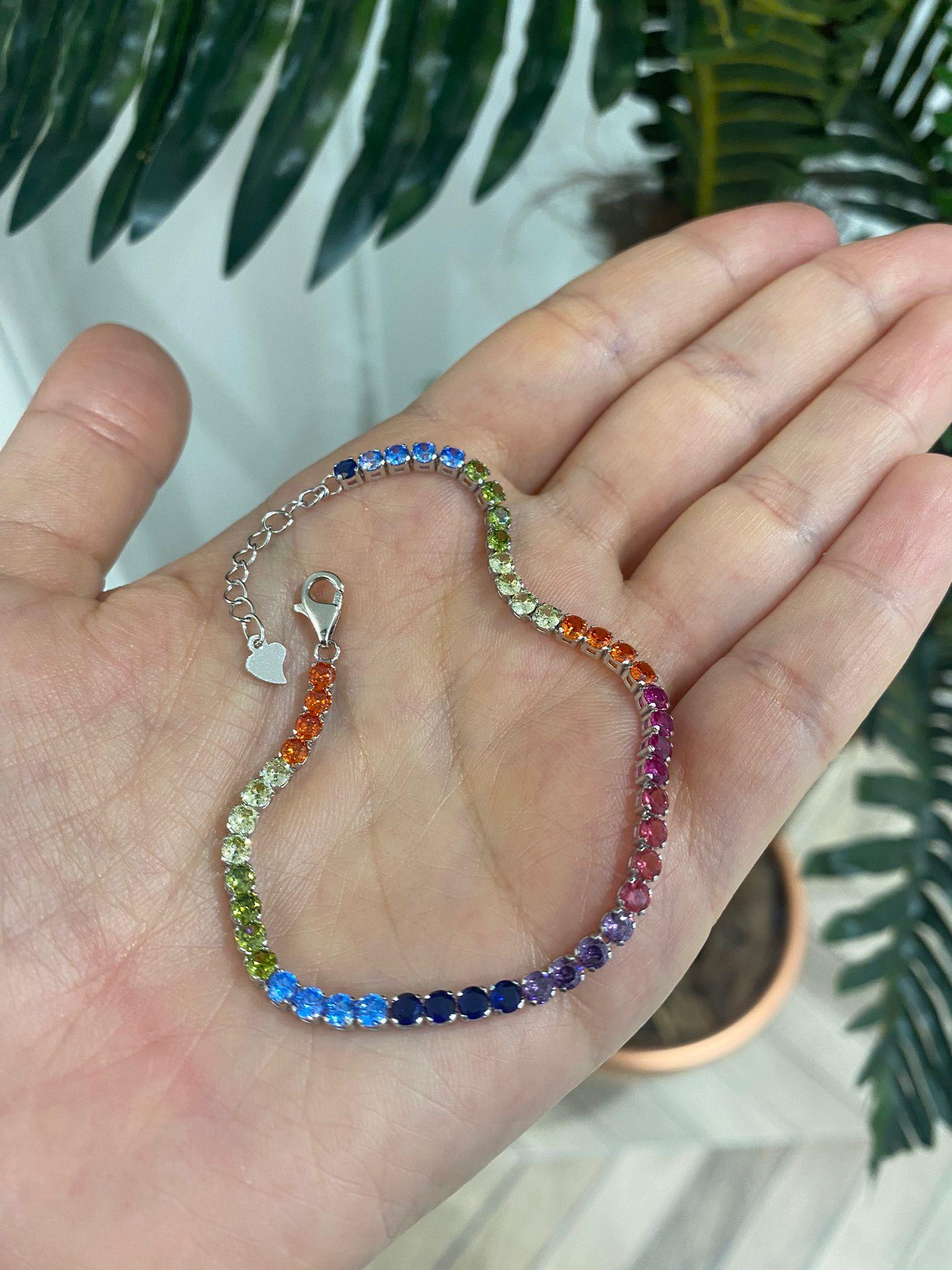 Kadın Gümüş Rainbow Su Yolu Bileklik