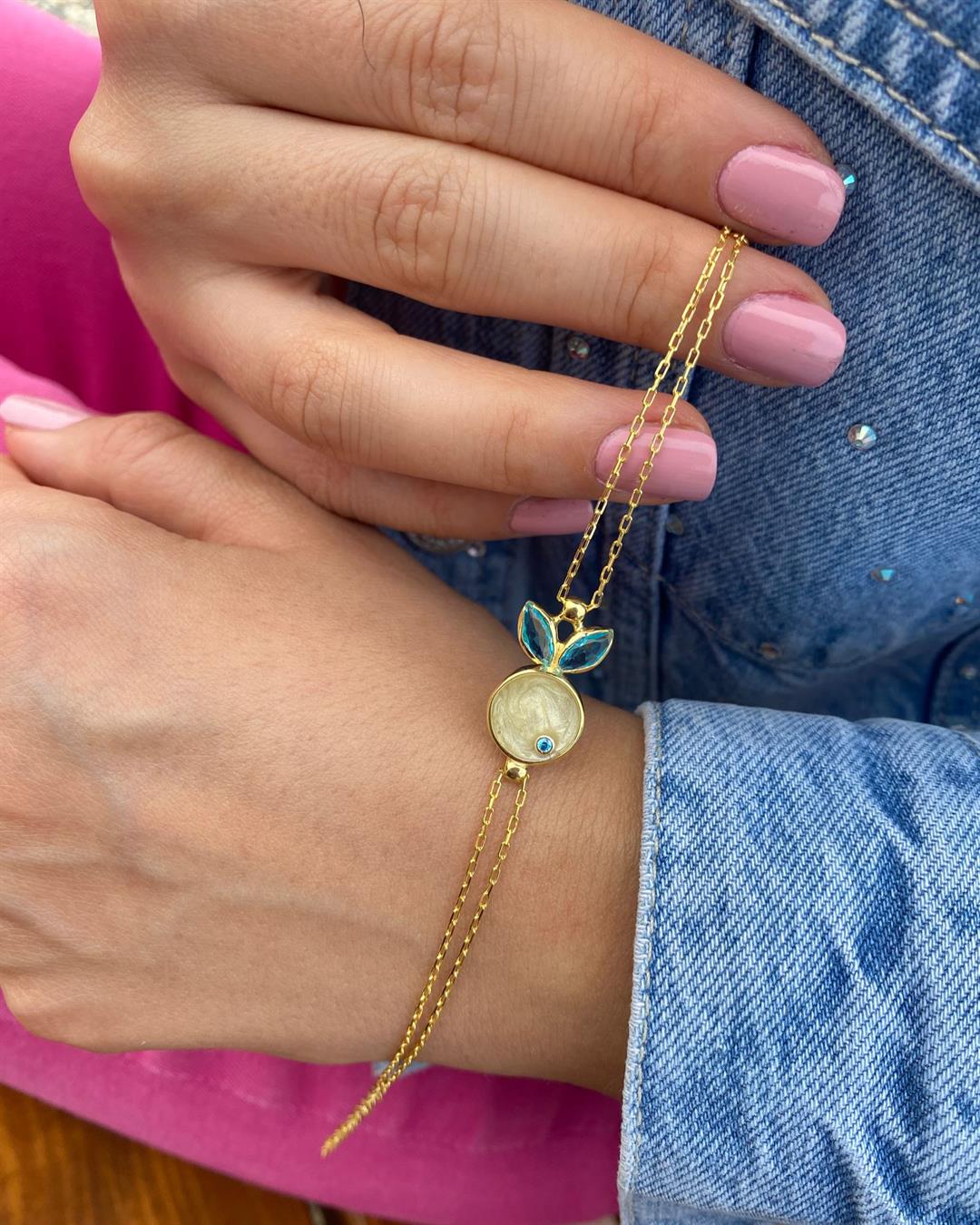 Kadın Gümüş Mineli Bileklik