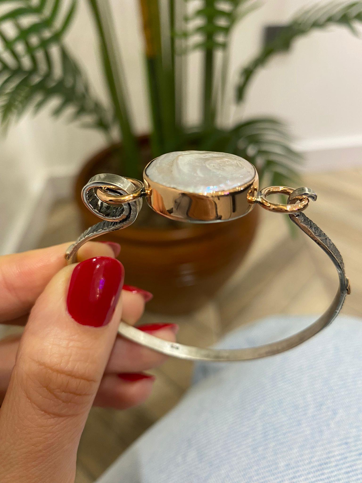 Kadın Gümüş Sedefli Tasarım Bileklik 5820