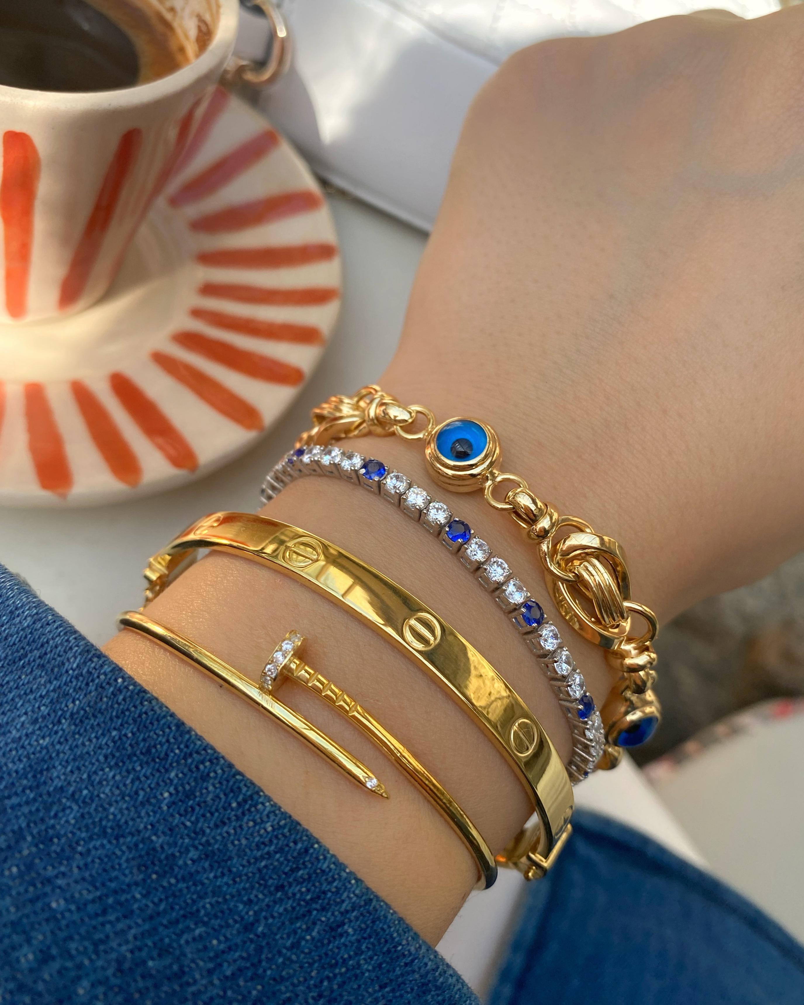 Kadın Gümüş Kelepçe Bileklik Gold Kaplama