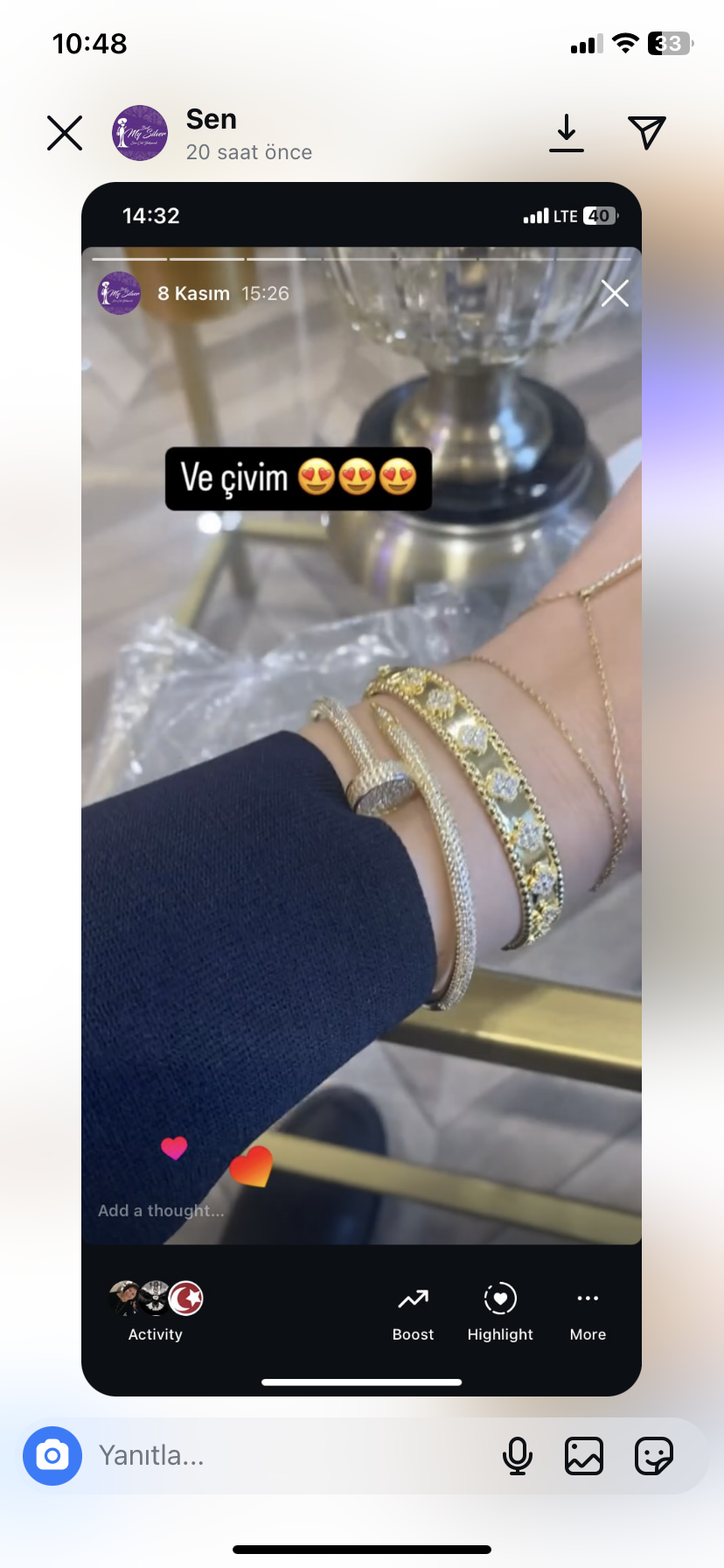 Kadın Gümüş Taşlı Kelepçe