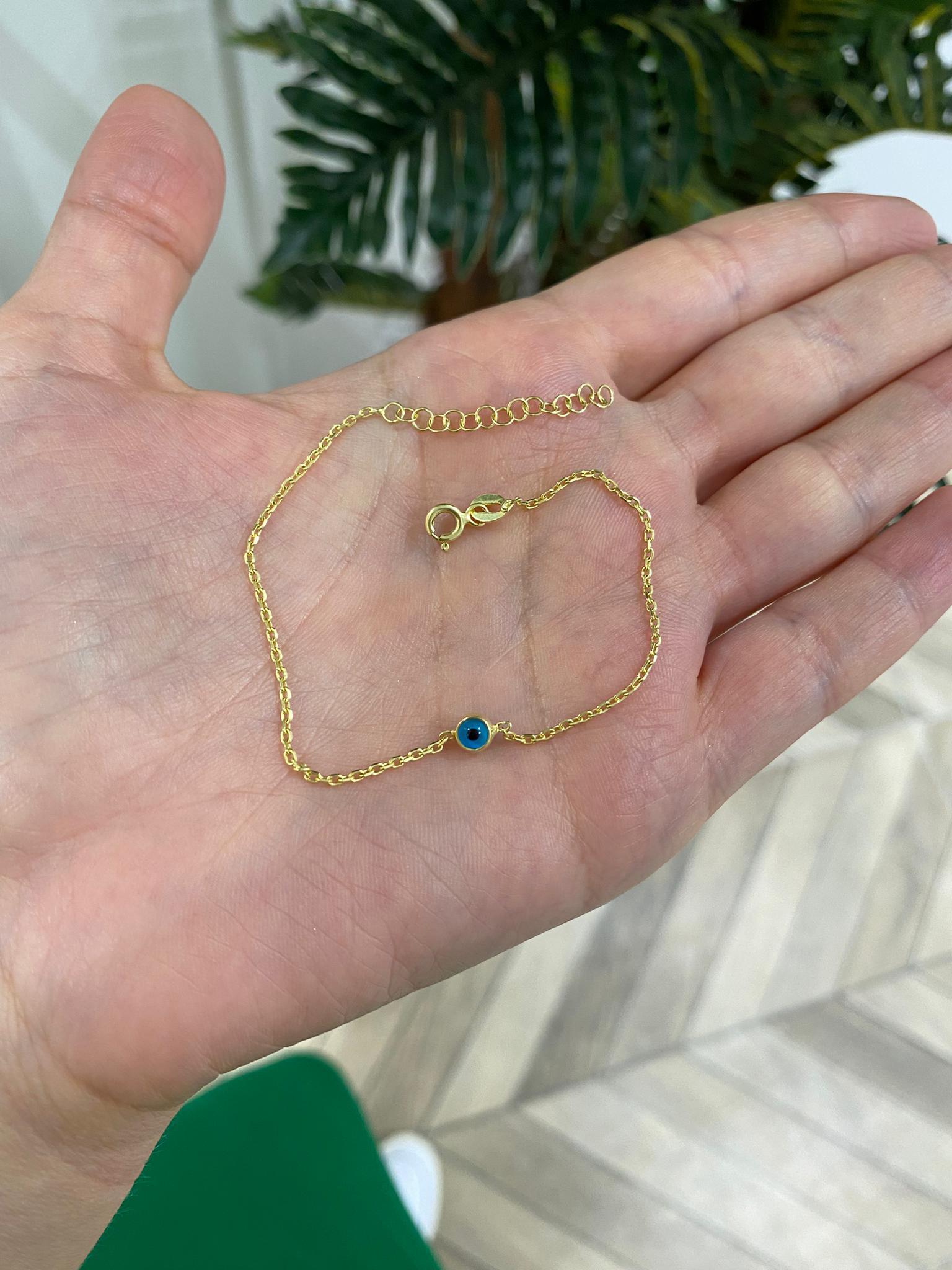 Kadın Gümüş Tekli Cam Göz Bileklik