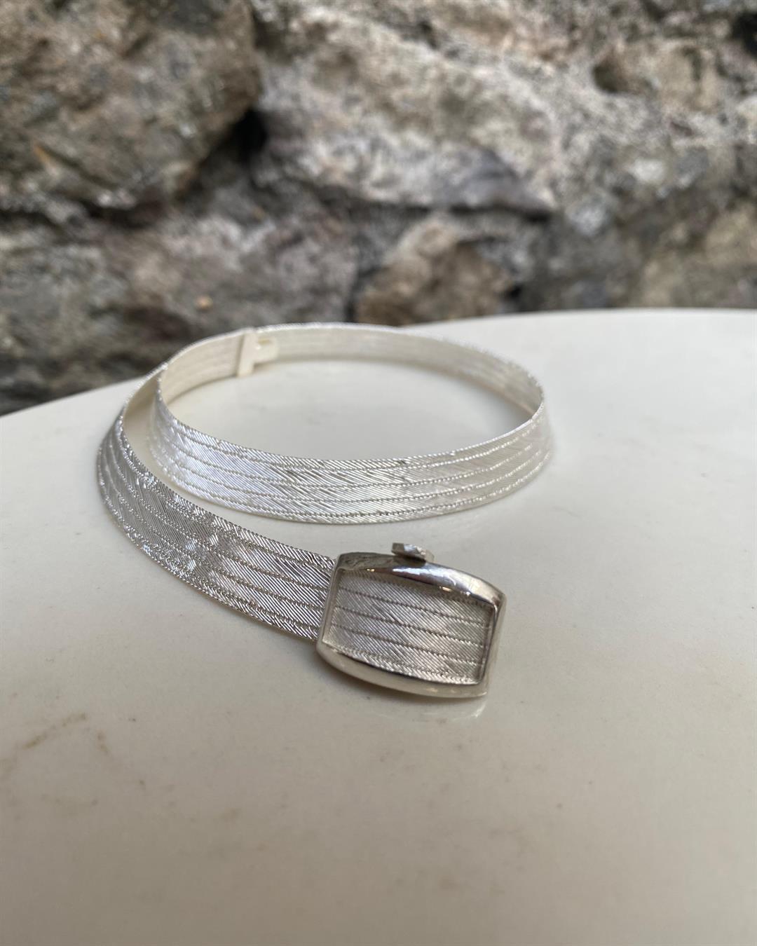 Kadın Gümüş Trabzon Hasır 5 Sıra Gerdanlık