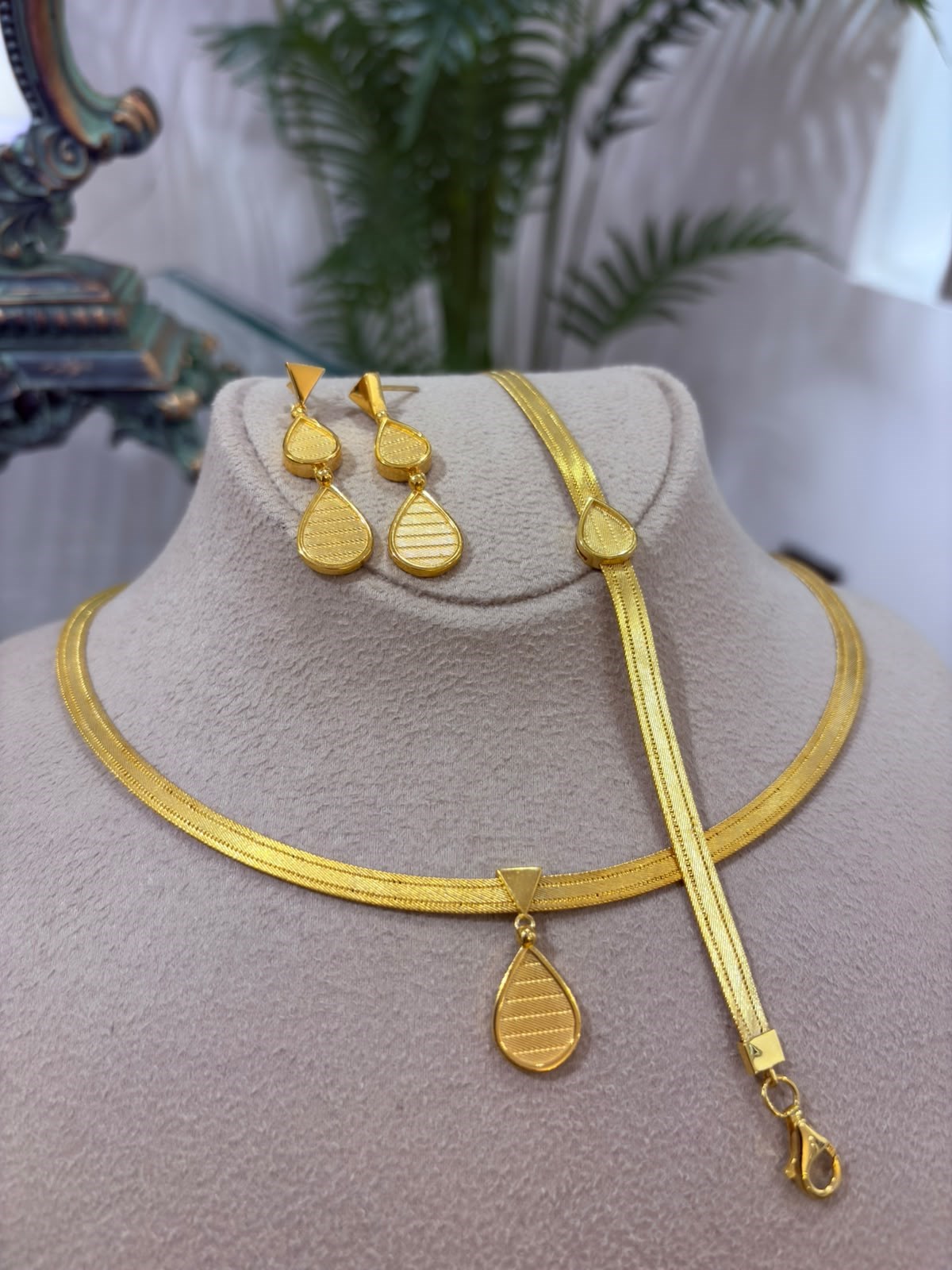 Kadın Gümüş Trabzon Hasır Damla 3 Sıra Damla Model Set