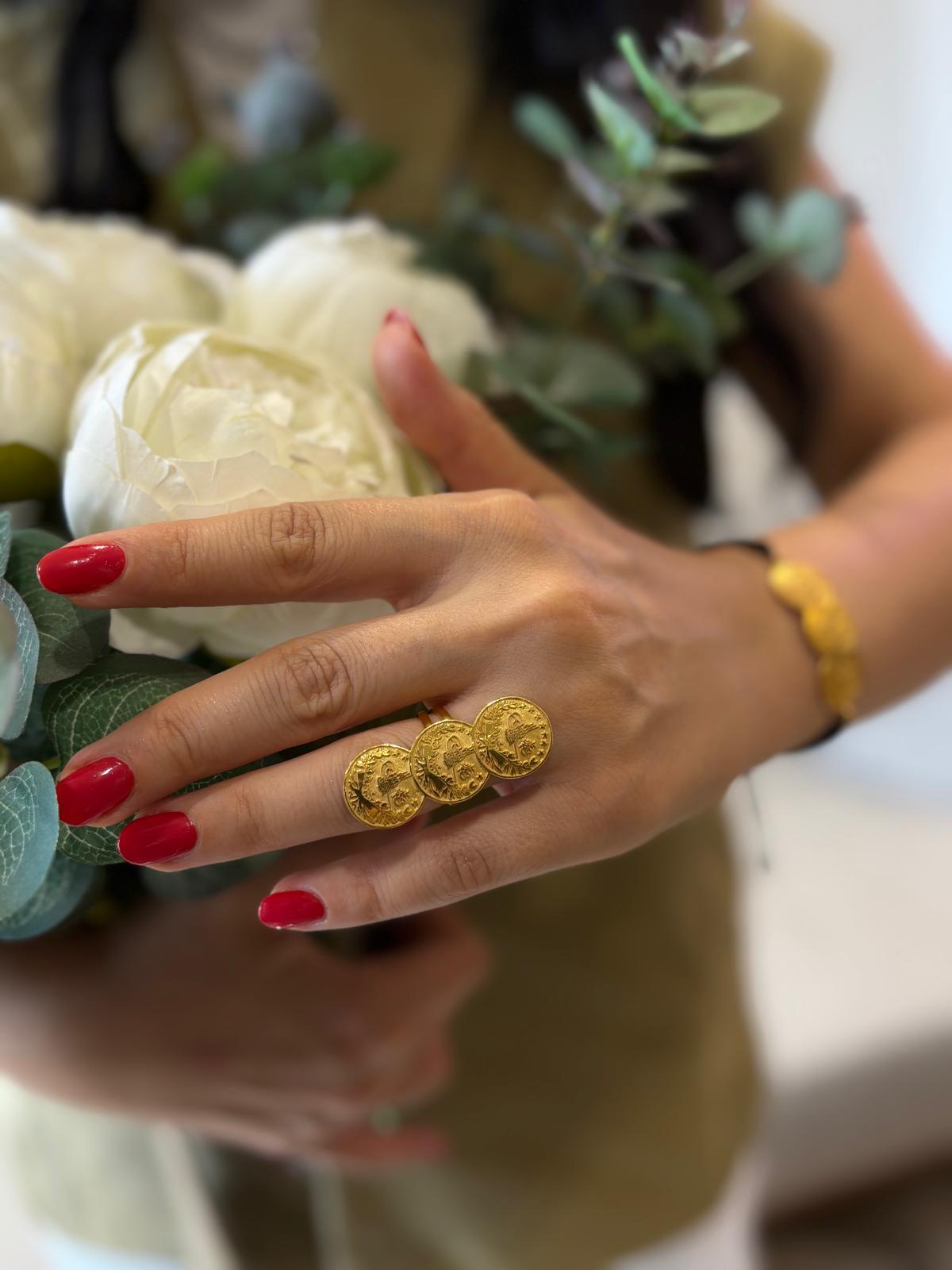 Kadın Gümüş Tuğralı El İşçiliği Yüzük 