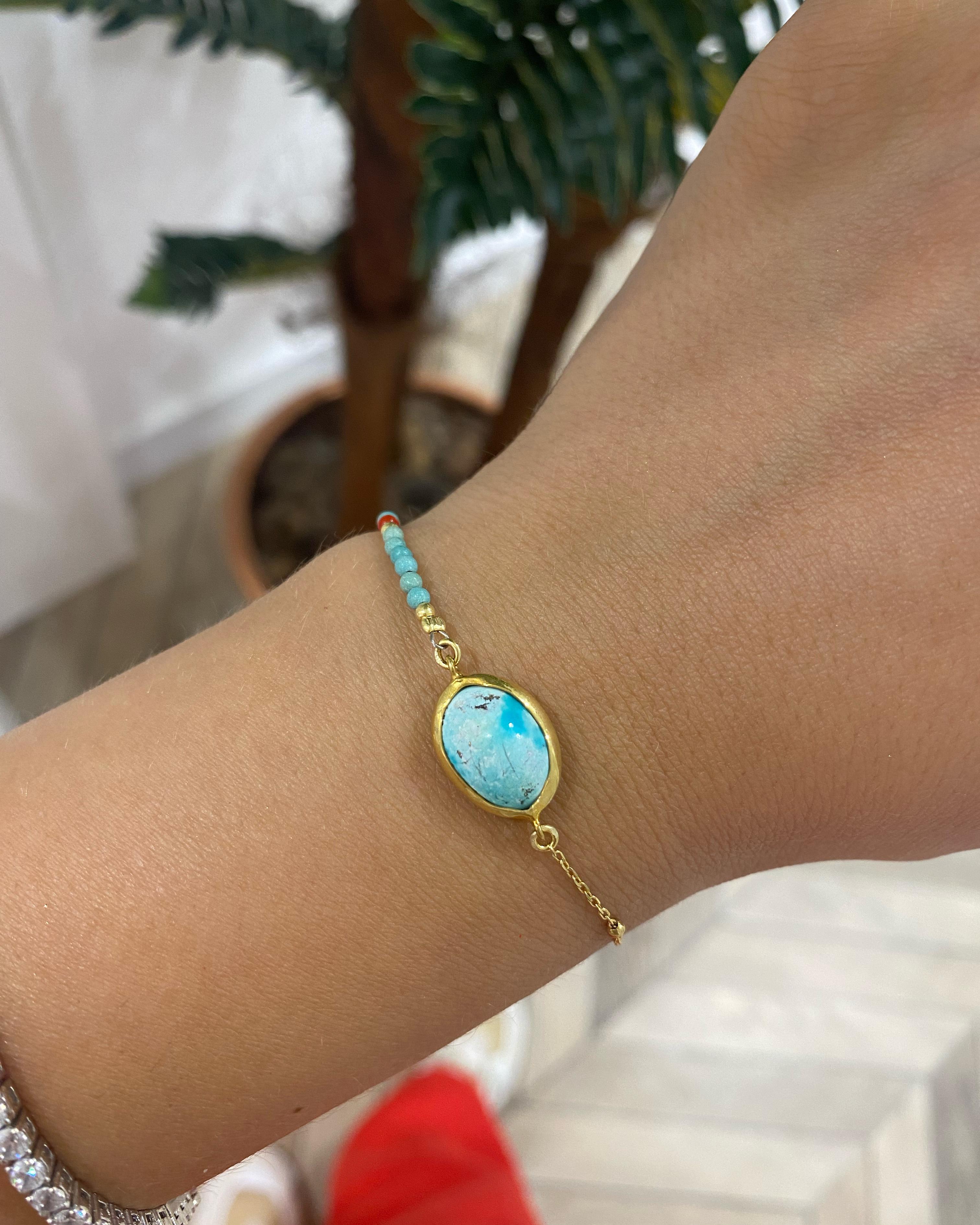 Kadın Gümüş Turkuaz Doğal Taşlı Bileklik