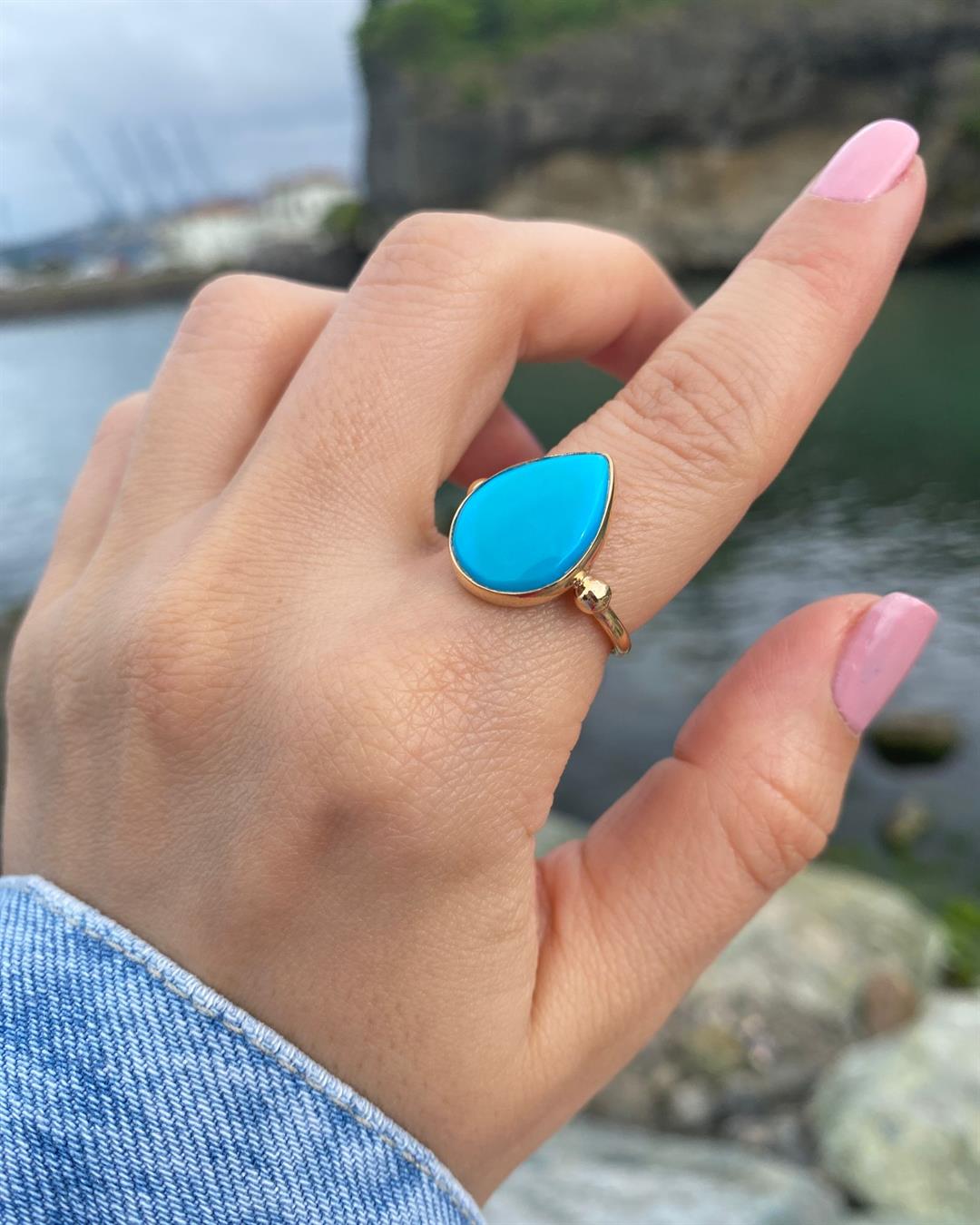 Kadın Gümüş Turkuaz Taşlı Yüzlü