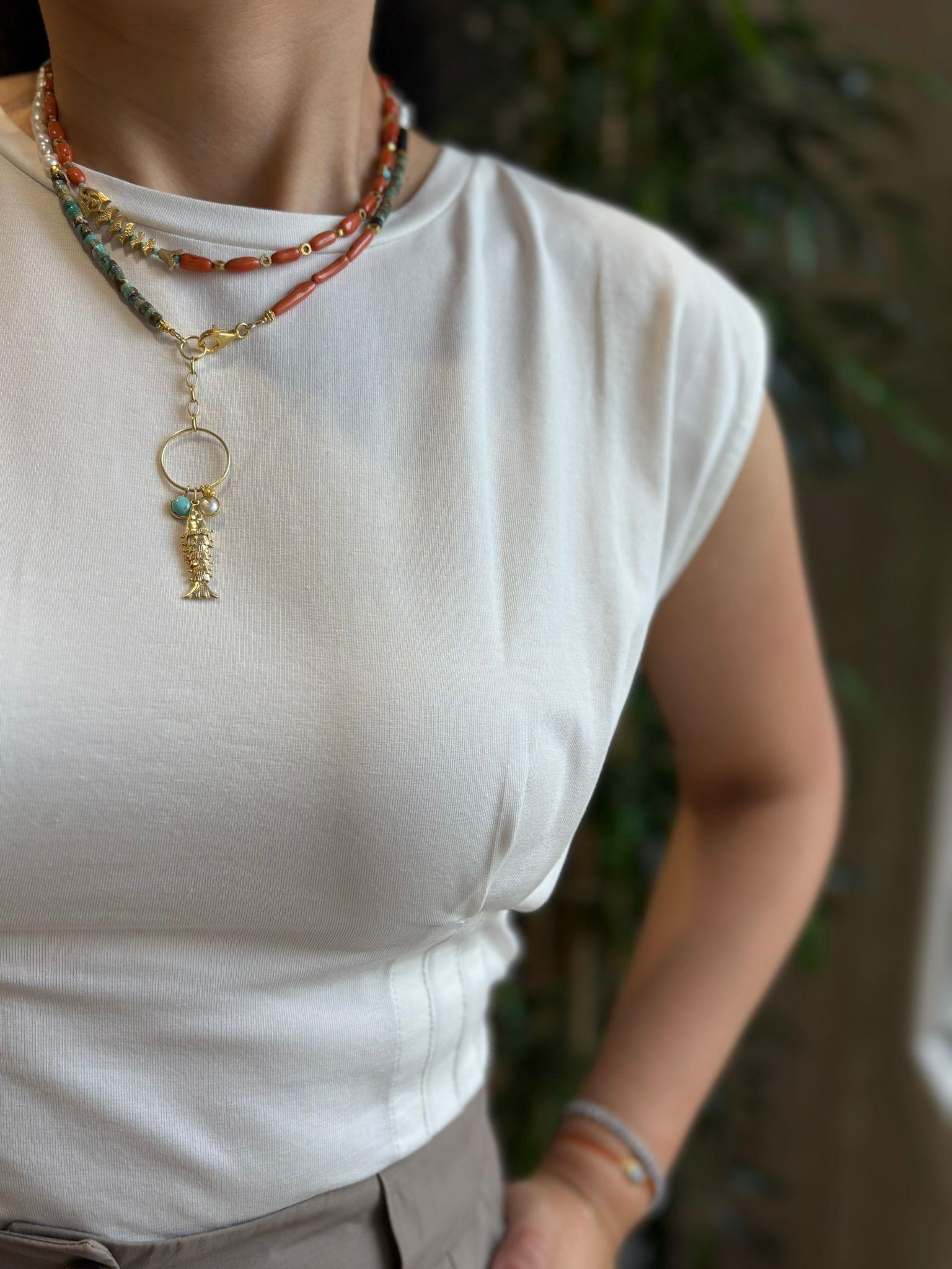 Kadın Gümüş Turuncu Doğal Taşlı Kolye