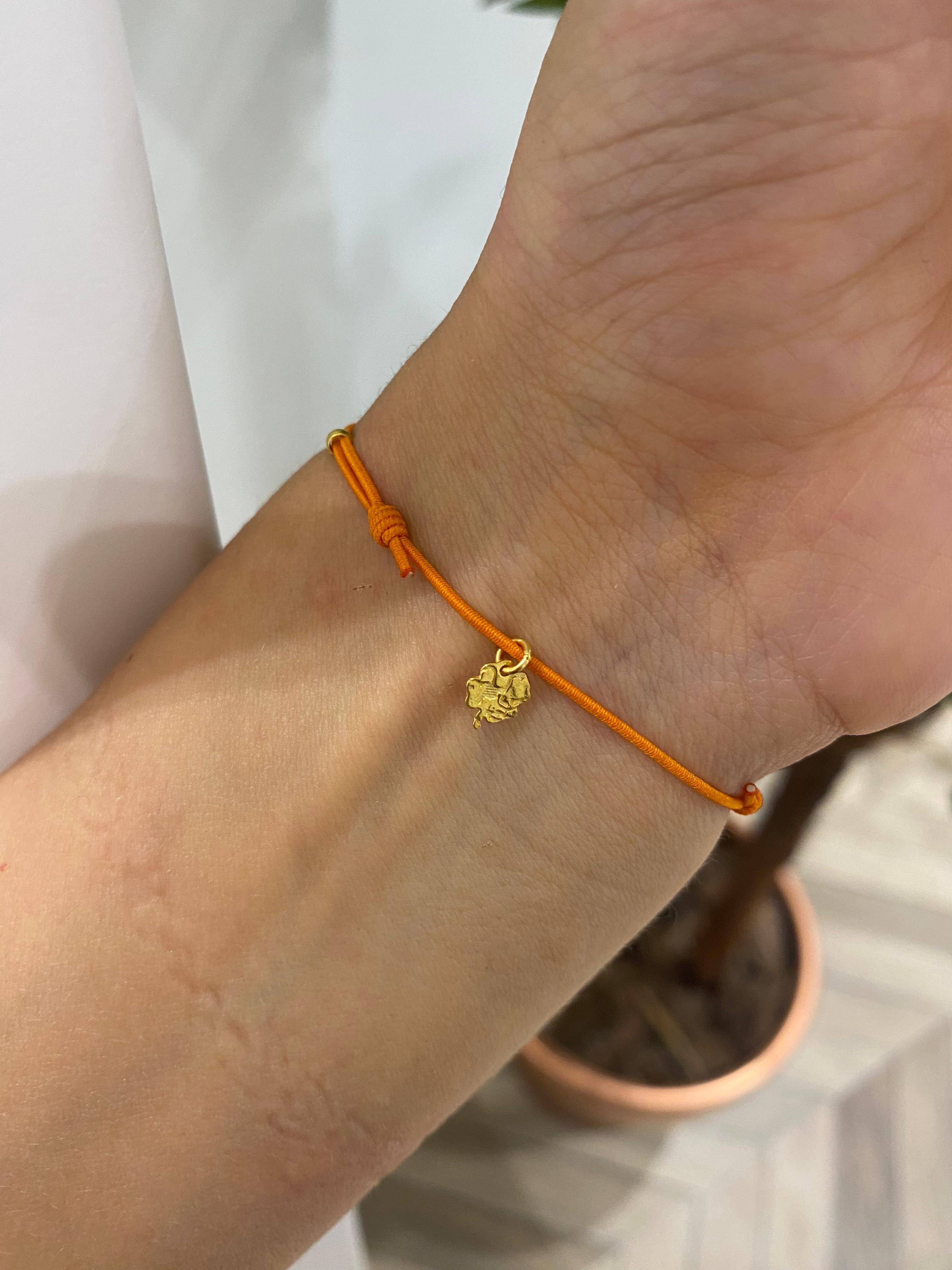 Kadın Gümüş Turuncu İpli Mineli Bileklik