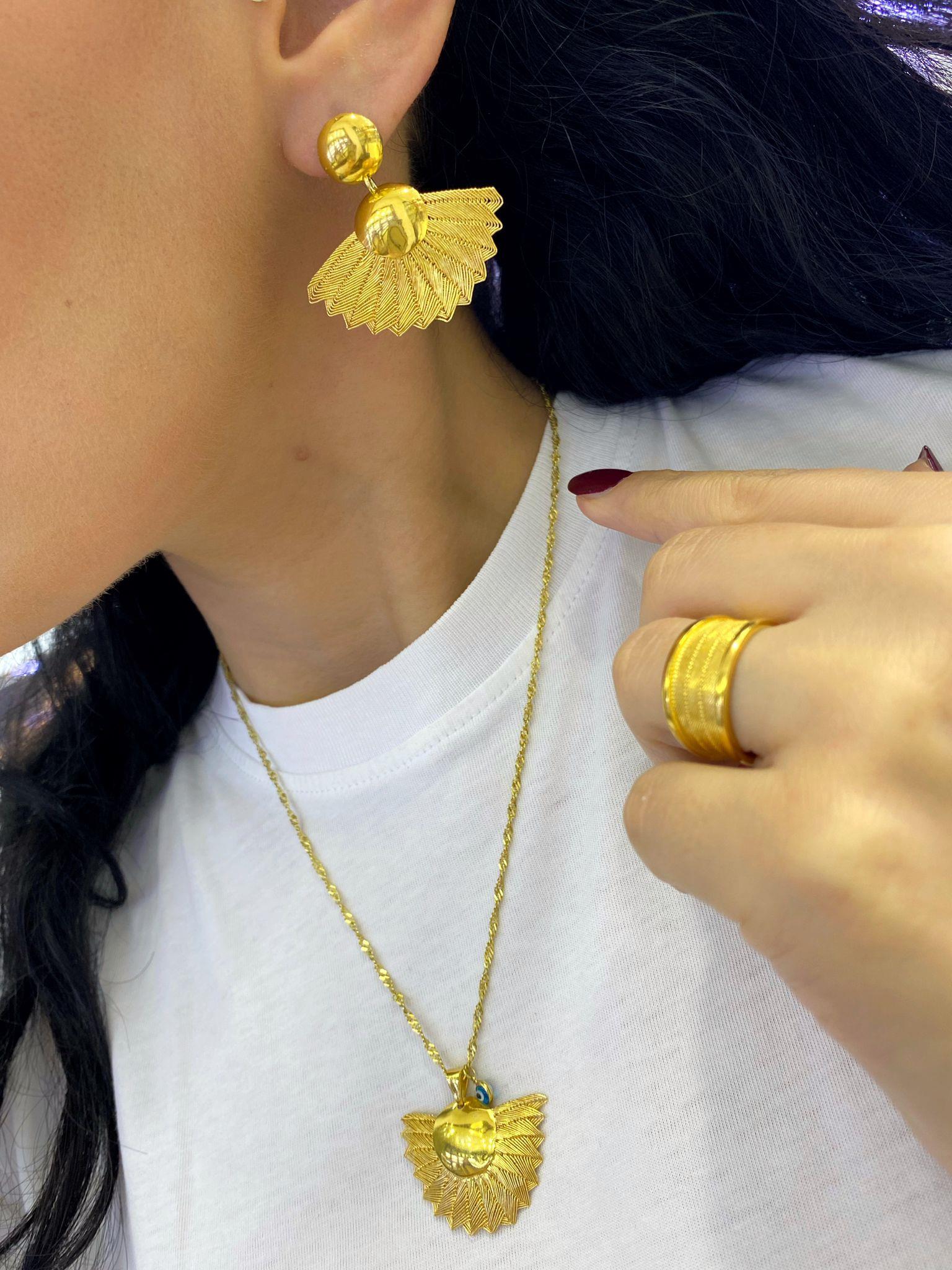 Kadın Gümüş Yelpaze Hasır Küpe