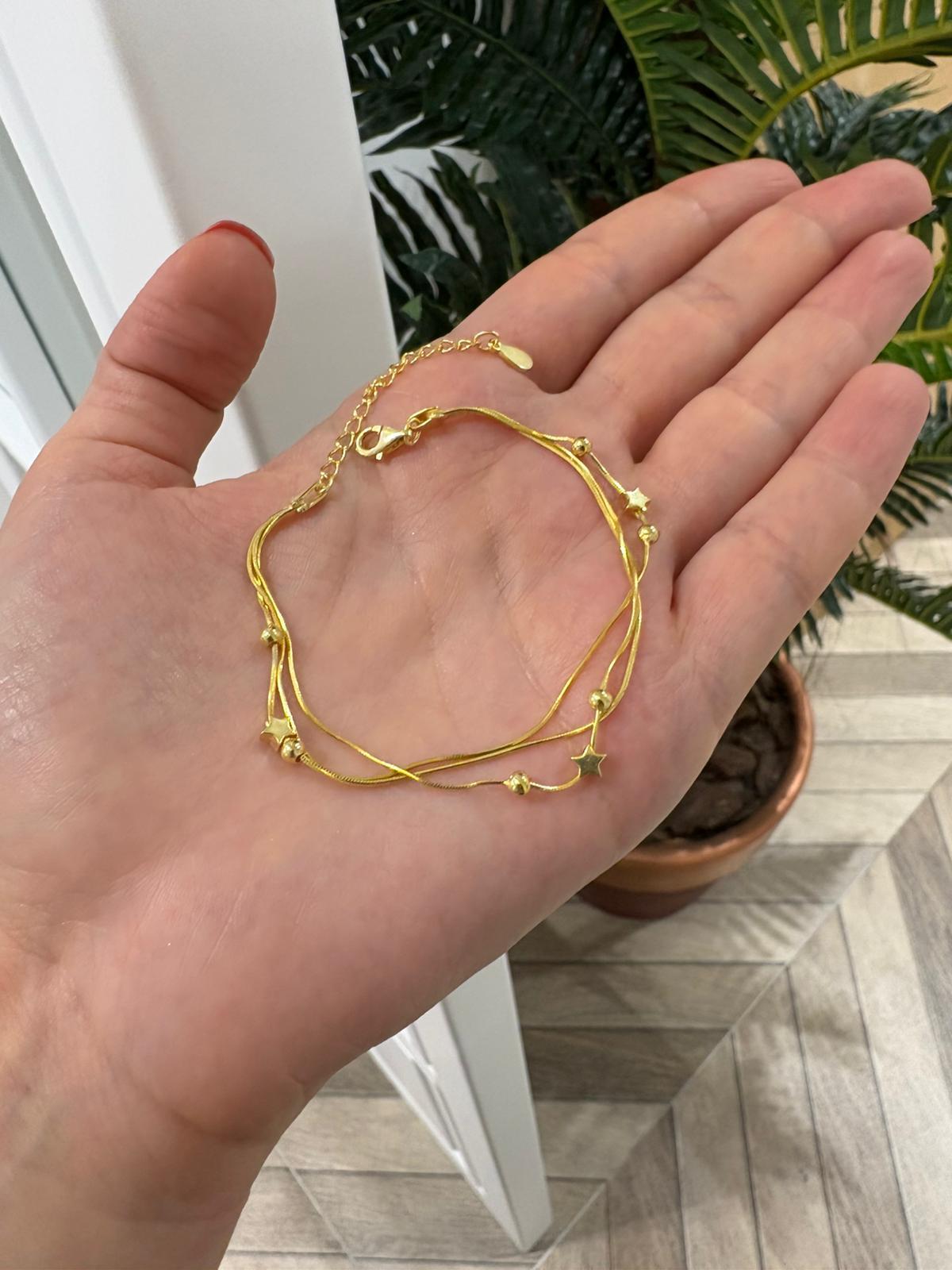 Kadın Gümüş Yıldızlı Bileklik