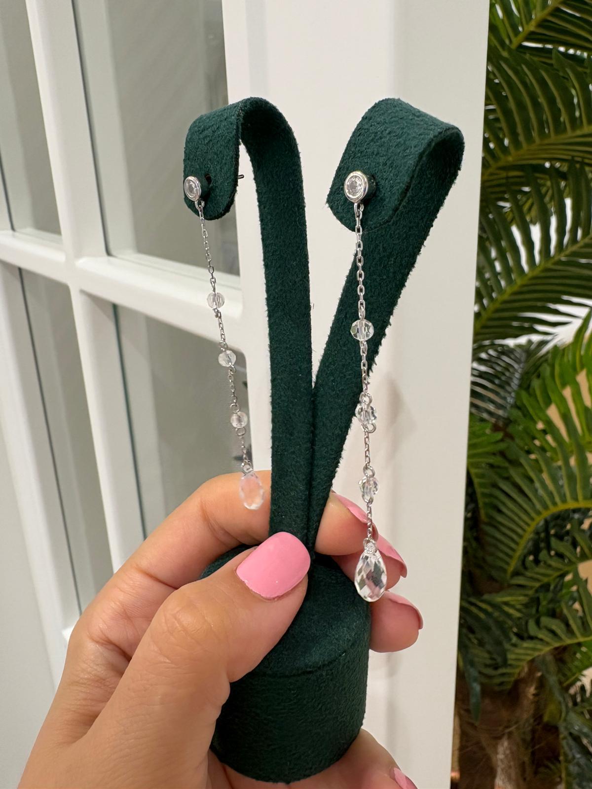 Kadın Gümüş Zincir Sarkıt Küpe