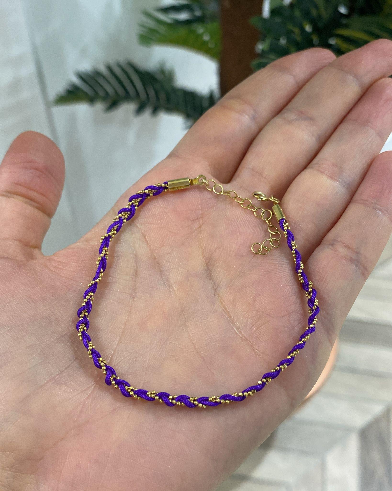 Kadın Mor İpek İp Gümüş Hal Hal