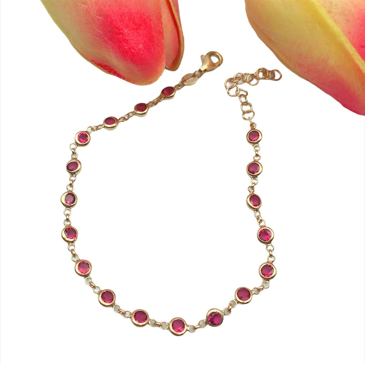 Pembe Taşlı Rose Bileklik