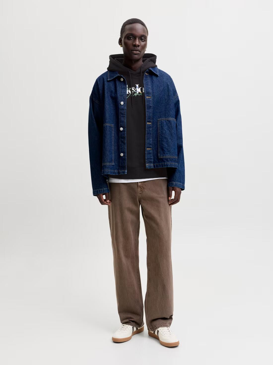 Jack&Jones  Erkek 12298419 Jjaeo Sweat Hood Siyah
