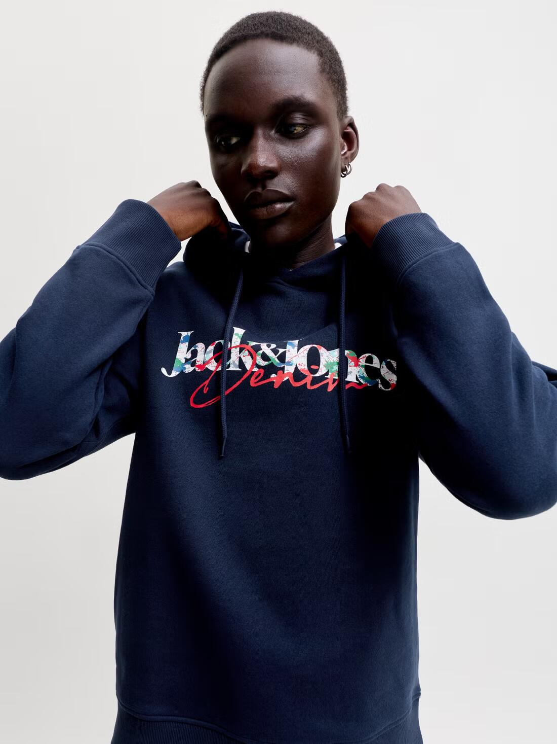 Jack&Jones  Erkek 12298419 Jjaeo Sweat Hood Lacivert