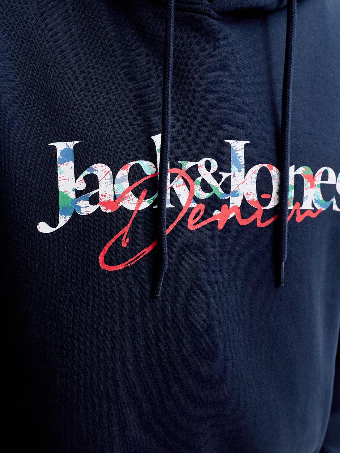 Jack&Jones  Erkek 12298419 Jjaeo Sweat Hood Lacivert