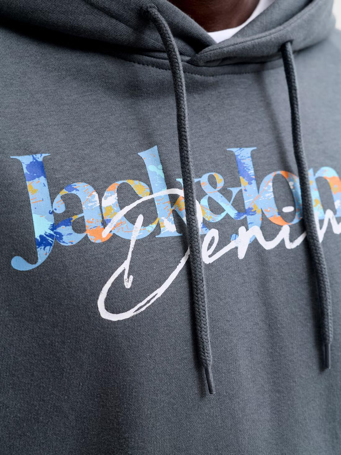 Jack&Jones  Erkek 12298419 Jjaeo Sweat Hood K.Gri