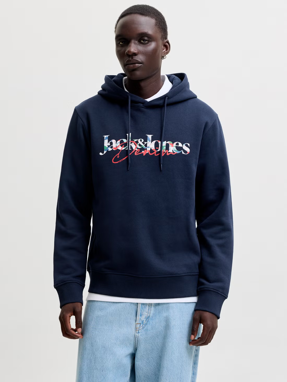 Jack&Jones  Erkek 12298419 Jjaeo Sweat Hood Lacivert