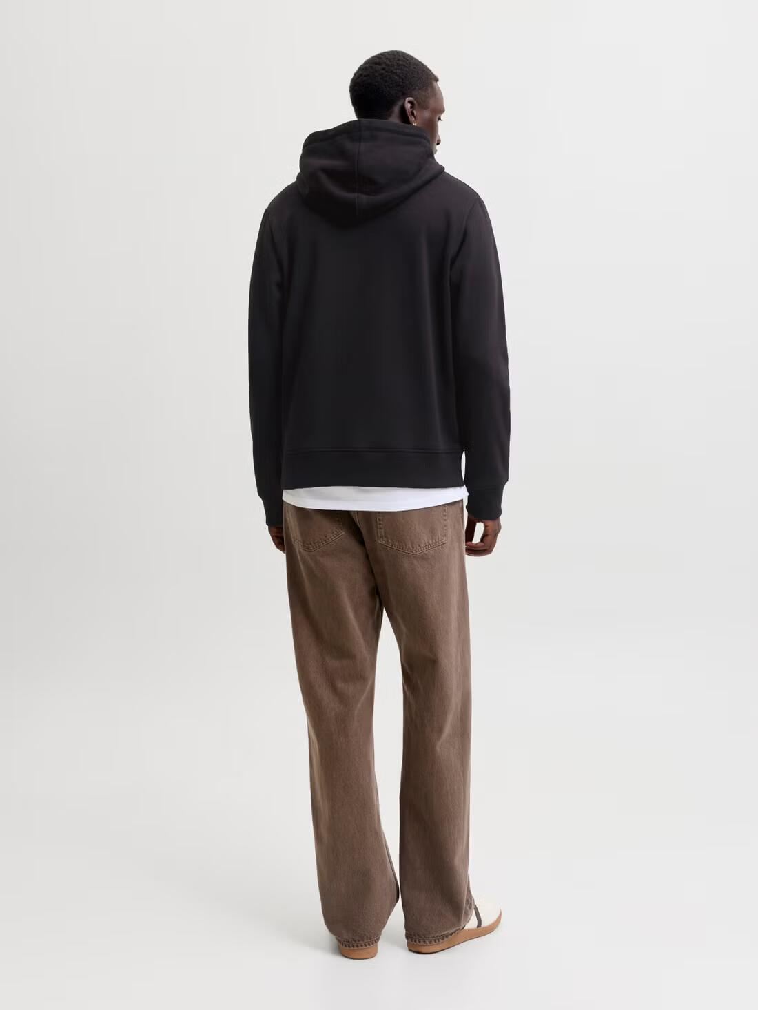 Jack&Jones  Erkek 12298419 Jjaeo Sweat Hood Siyah
