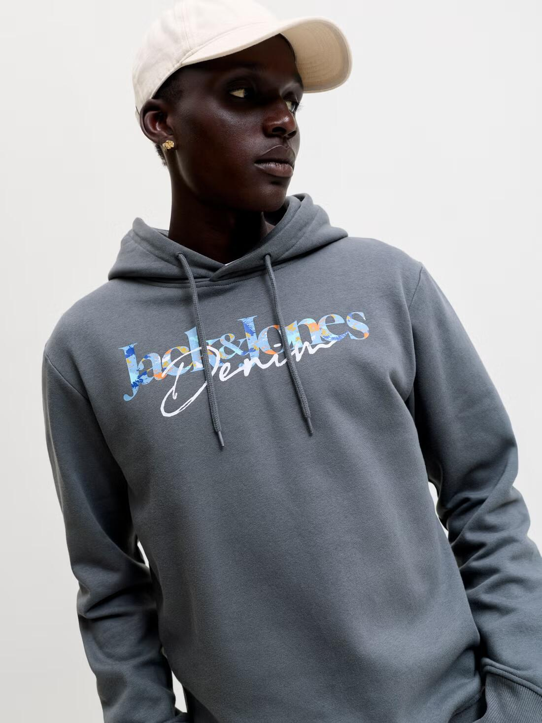 Jack&Jones  Erkek 12298419 Jjaeo Sweat Hood K.Gri