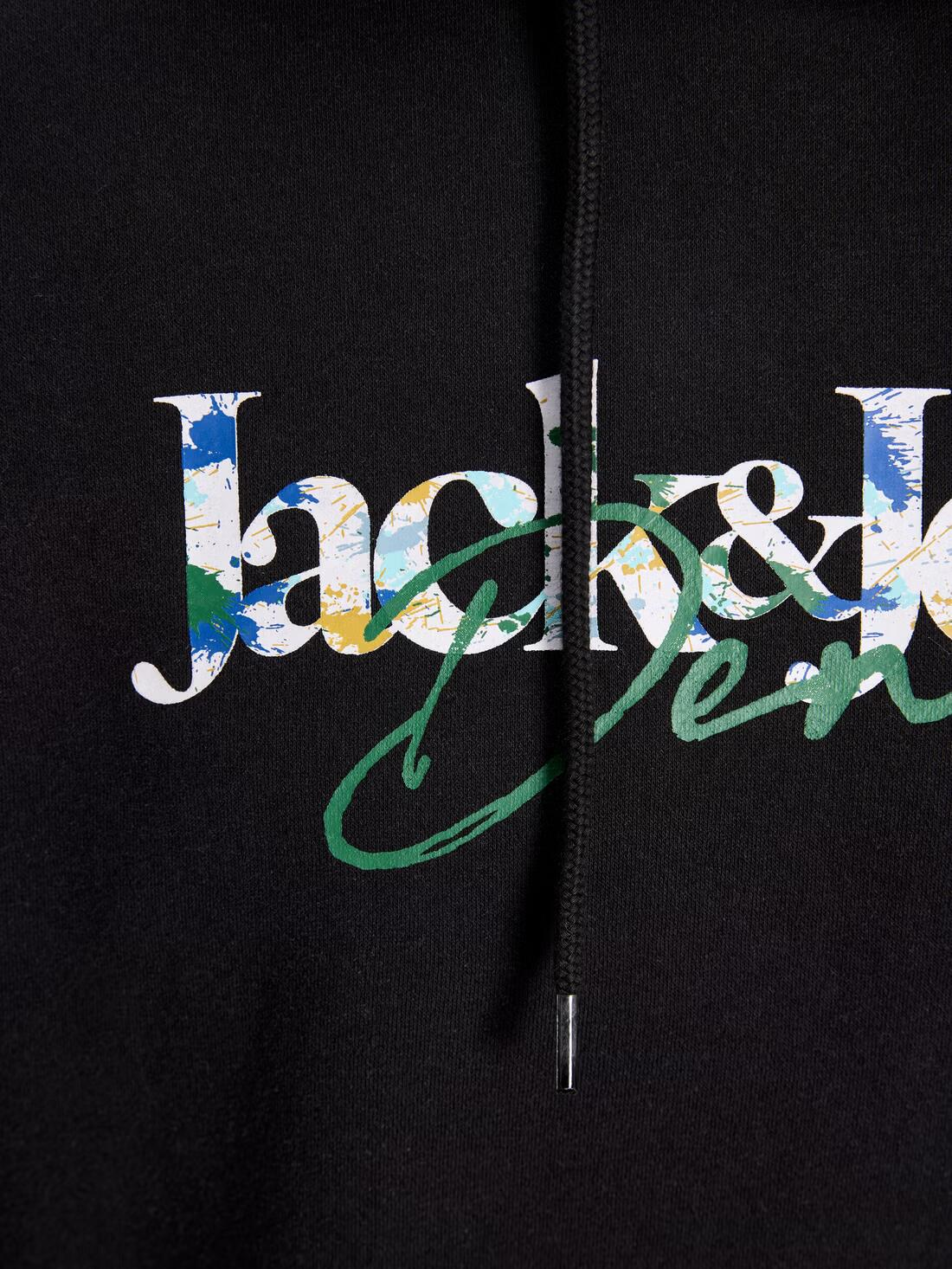 Jack&Jones  Erkek 12298419 Jjaeo Sweat Hood Siyah