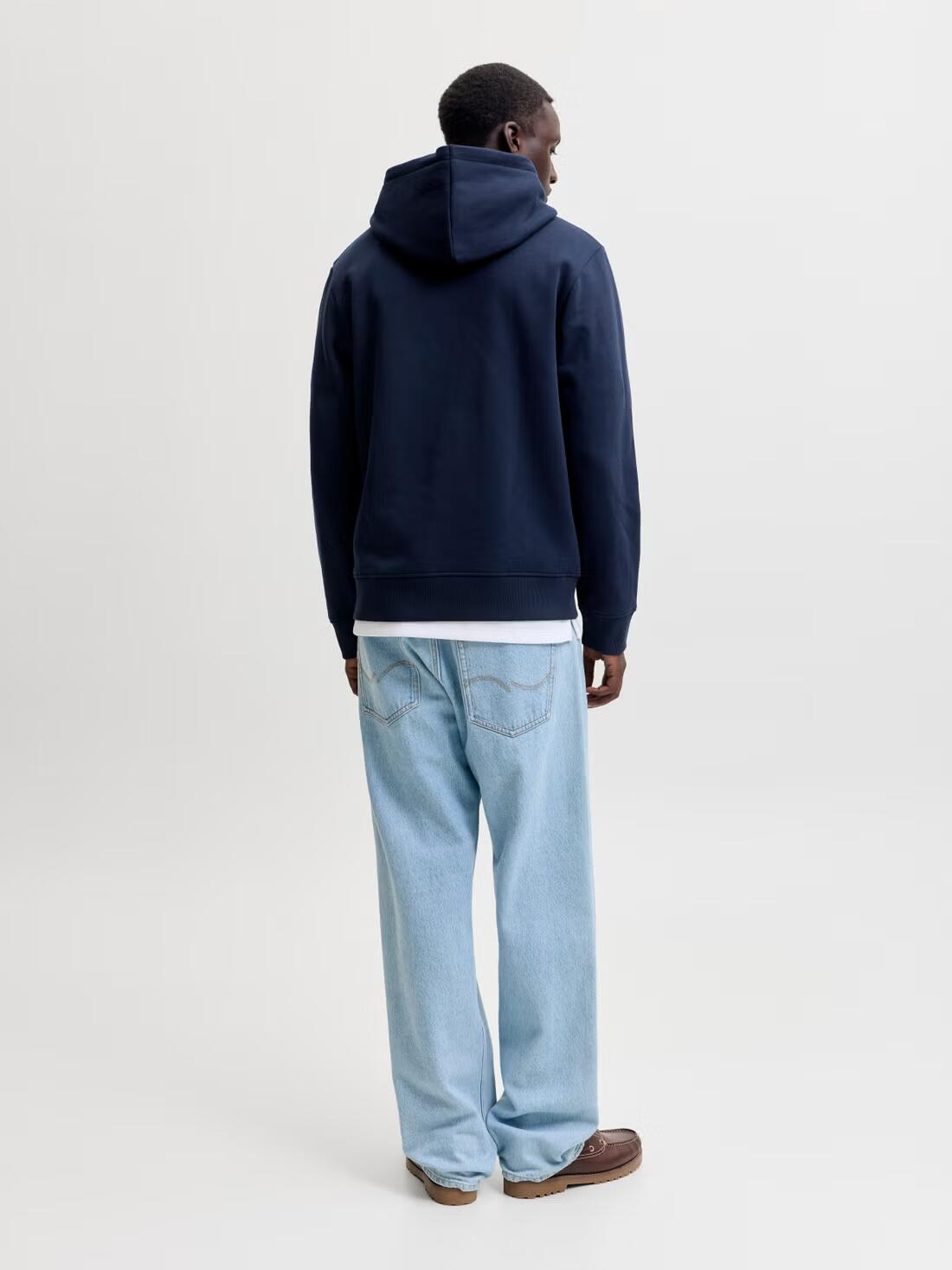 Jack&Jones  Erkek 12298419 Jjaeo Sweat Hood Lacivert