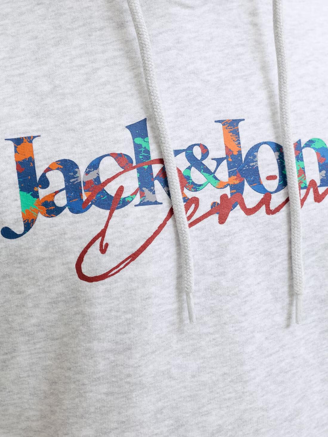 Jack&Jones  Erkek 12298419 Jjaeo Sweat Hood Beyaz