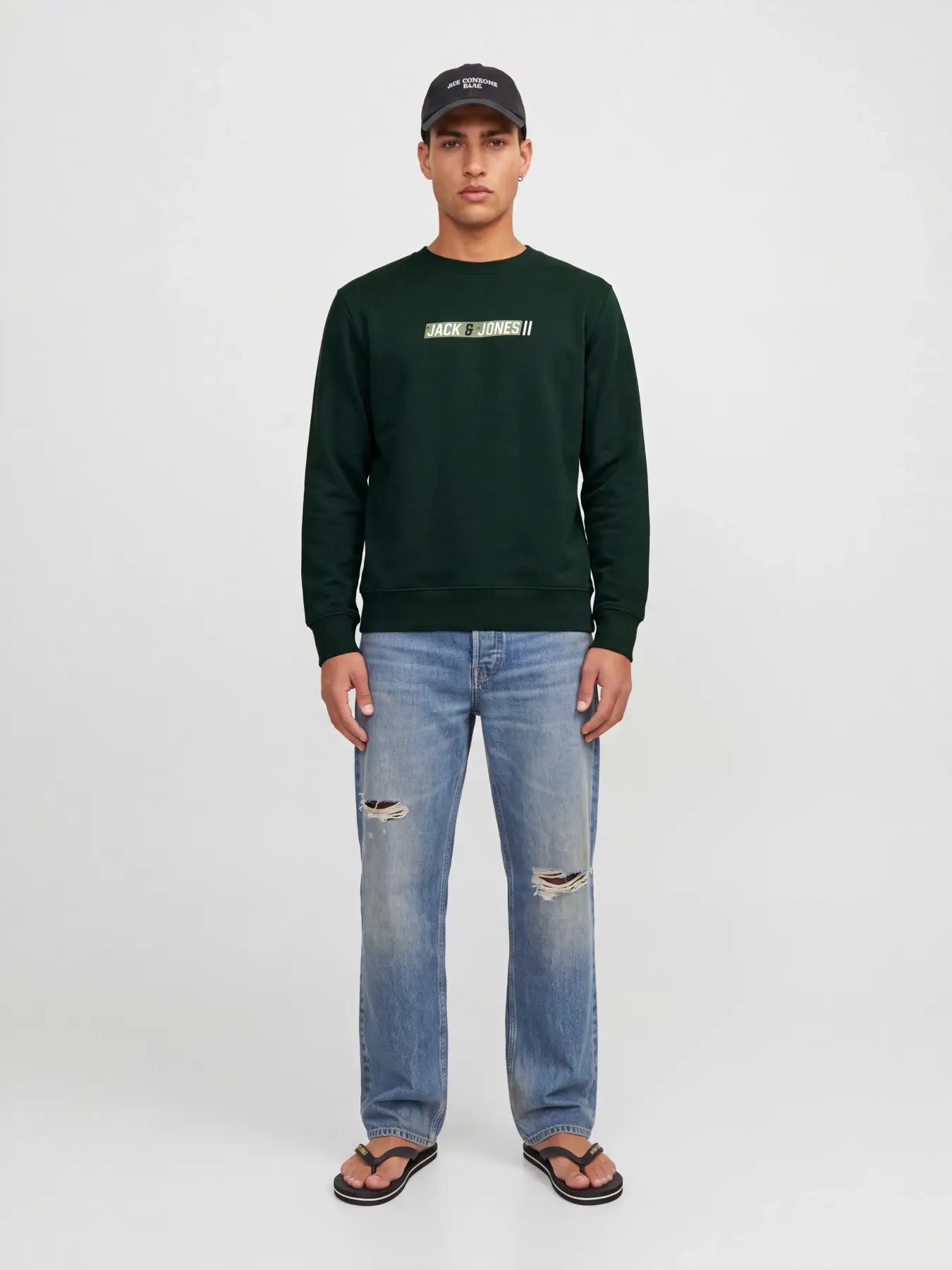 Jack&Jones Erkek 12298431 jjmunk sweat crew neck Sweatshirts K.Yeşil