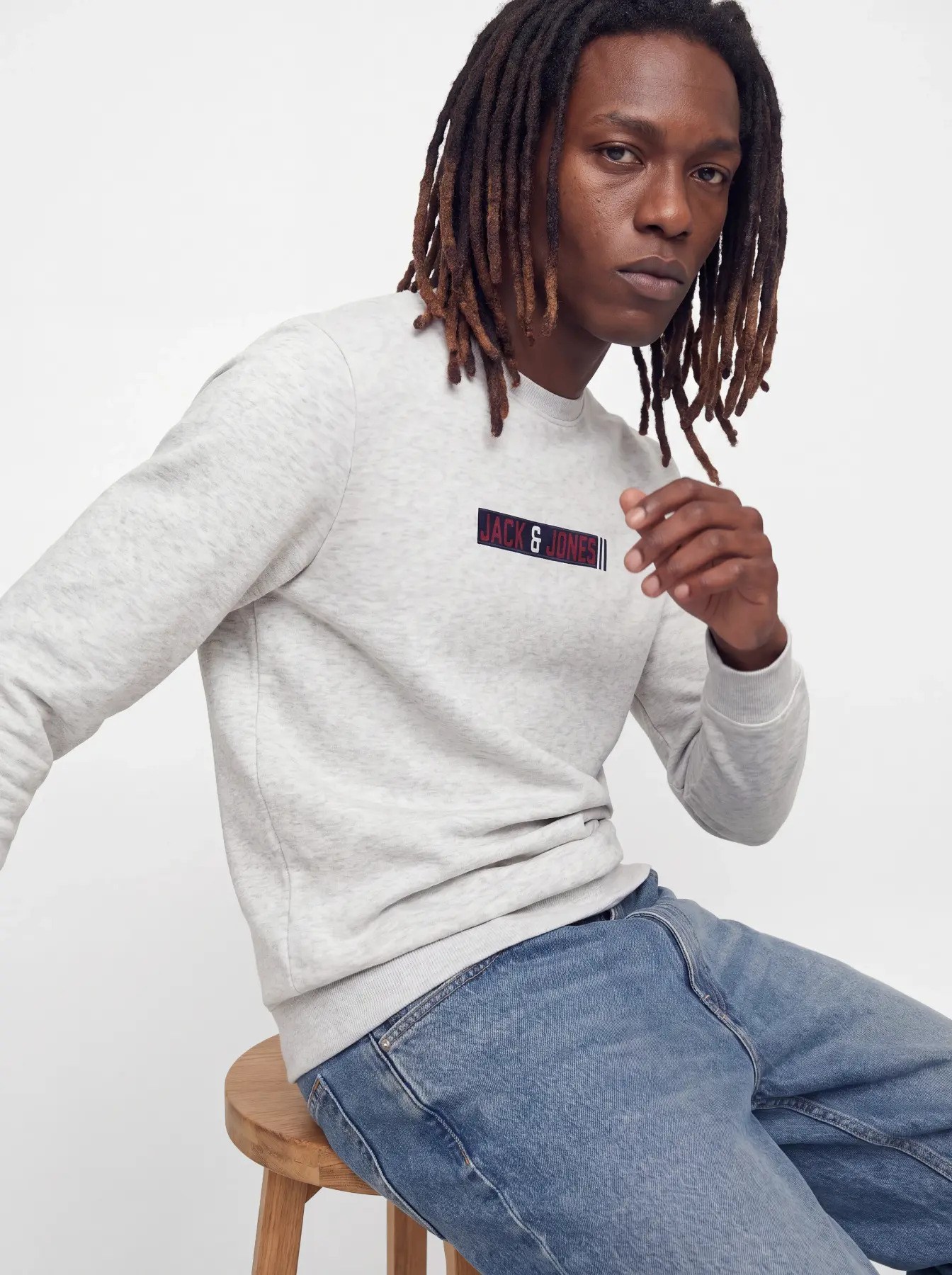 Jack&Jones Erkek 12298431 jjmunk sweat crew neck Sweatshirts Beyaz
