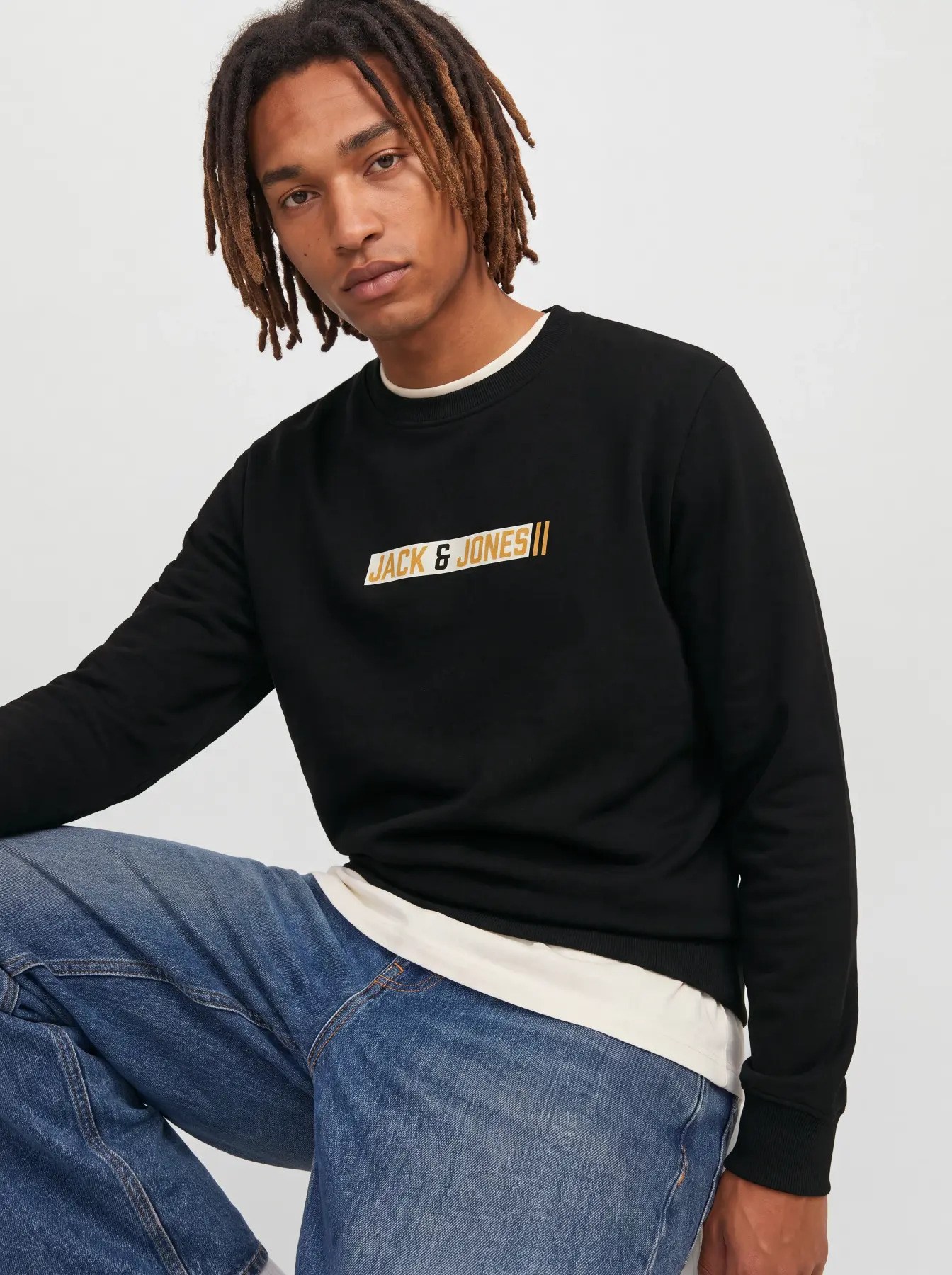 Jack&Jones Erkek 12298431 jjmunk sweat crew neck Sweatshirts Siyah