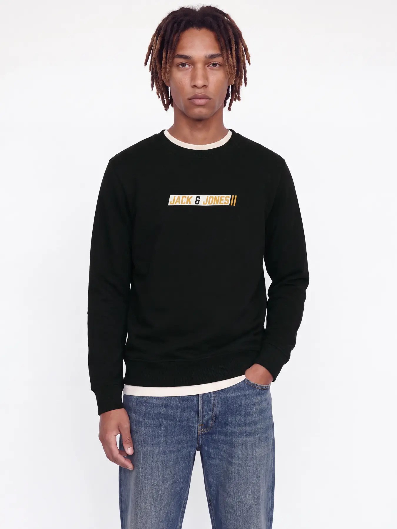 Jack&Jones Erkek 12298431 jjmunk sweat crew neck Sweatshirts Siyah